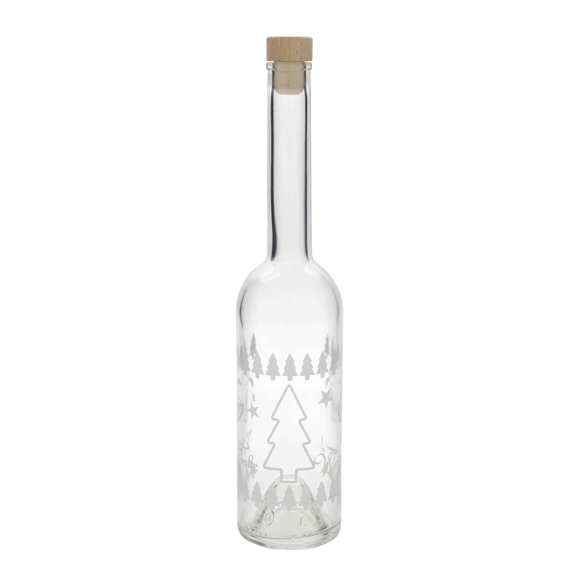Glazen fles 'Opera', 500 ml, motief: Klassieke kerst, monding: kurk