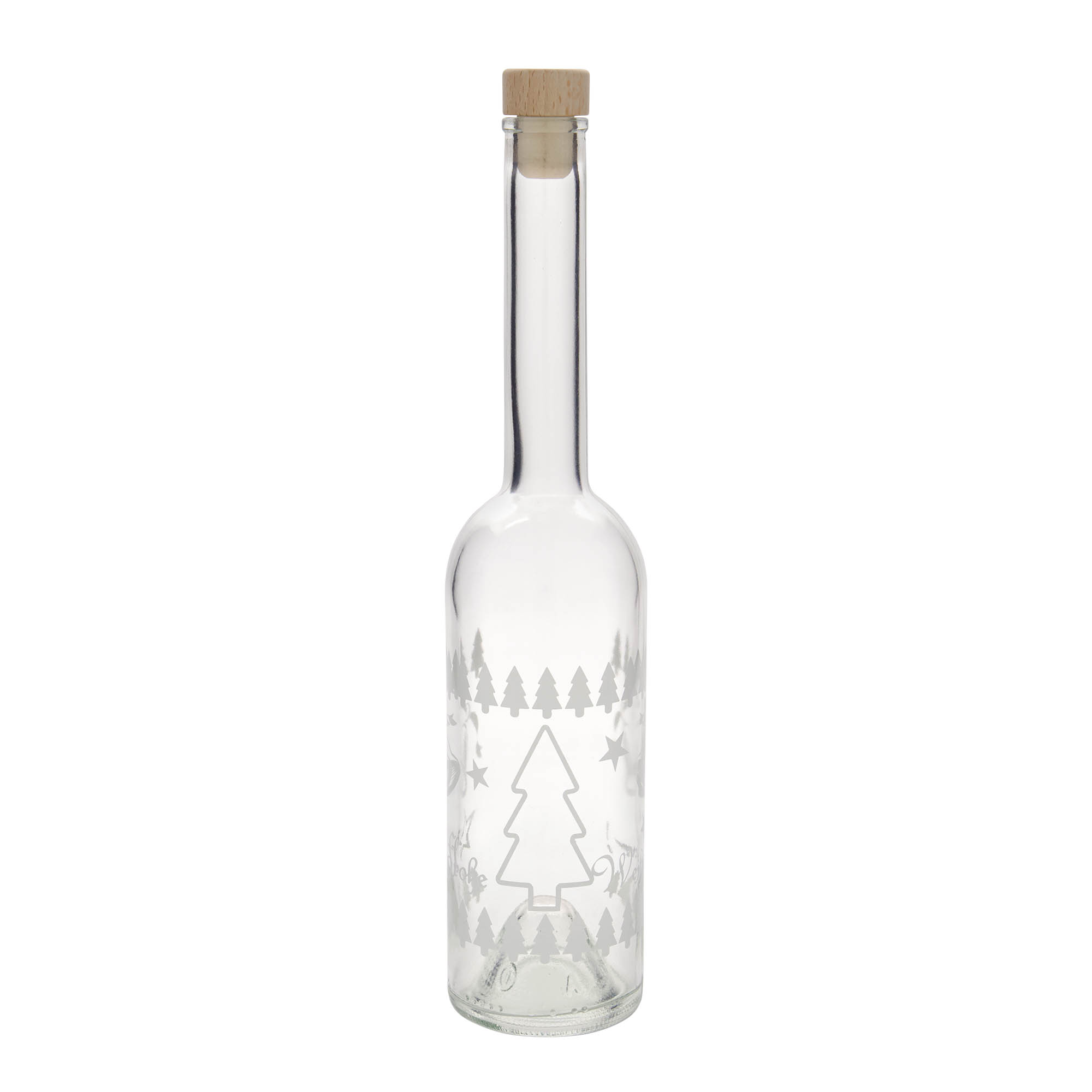 500 ml glazen fles 'Opera', motief: klassieke kerst, hals: kurk