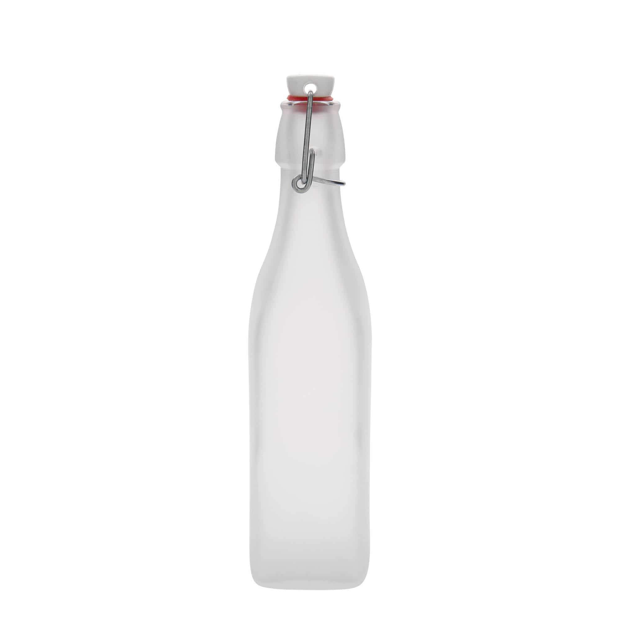 Glazen fles 'Swing', 500 ml, vierkant, wit, monding: beugelsluiting