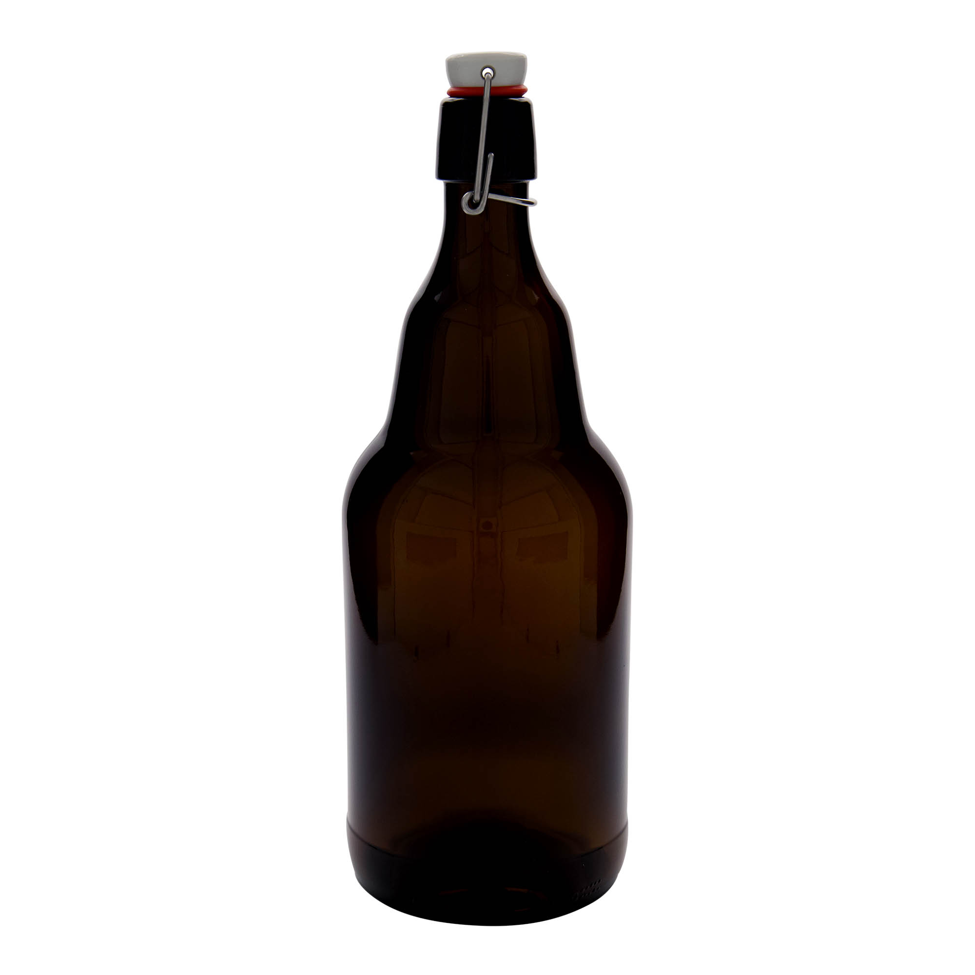 2.000 ml bierfles, glas, bruin, hals: beugelsluiting