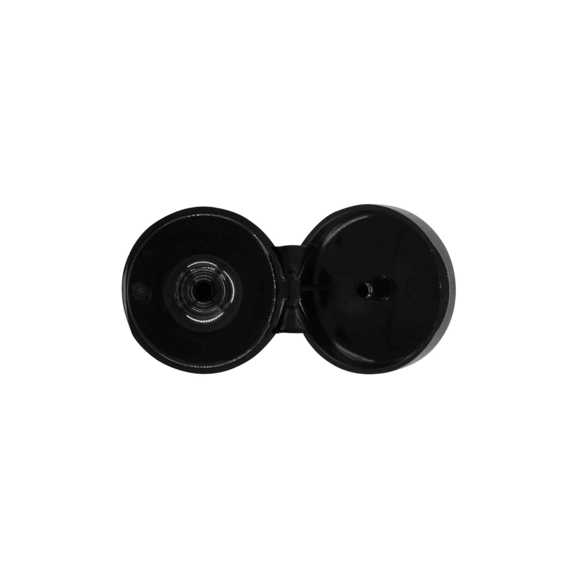 Schroefdop met klapscharnier, PP-kunststof, zwart, voor mondstuk: 20/410 Schroefdop met klapscharnier, PP-kunststof, zwart, voor mondstuk: 20/410