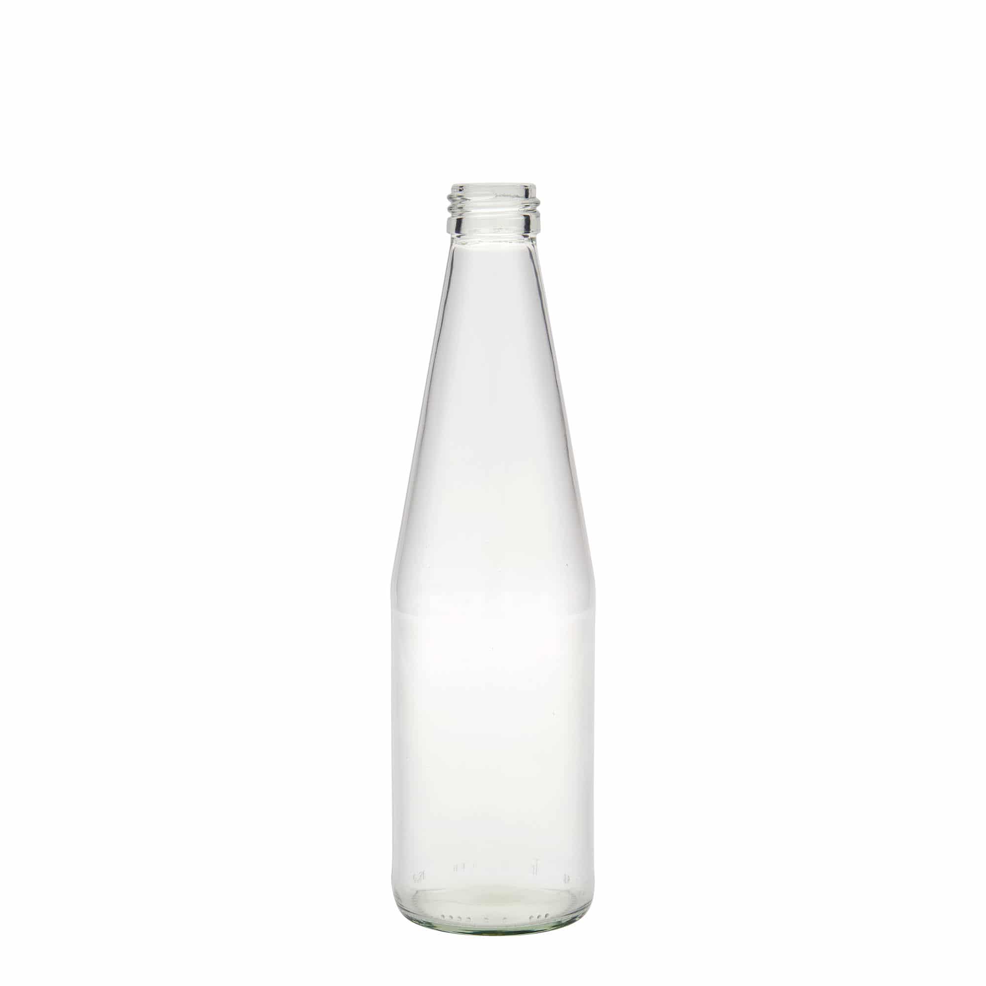 330 ml universele fles in wortelvorm, glas, opening: PP 28
