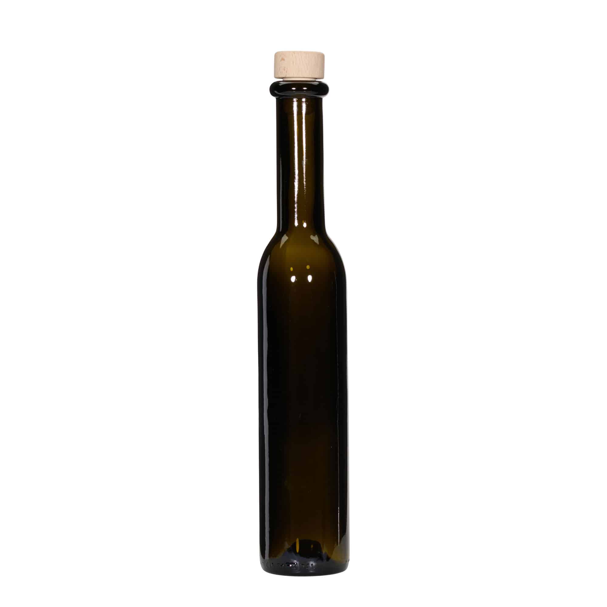 250 ml glazen fles 'Rocky', antiekgroen, opening: kurk