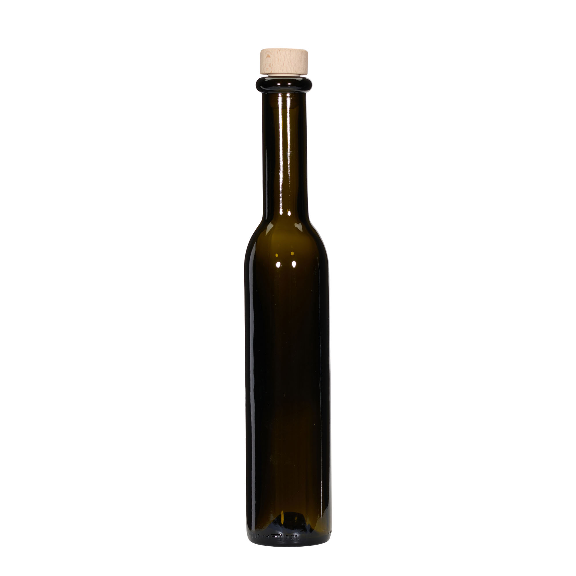 250 ml glazen fles 'Rocky', antiekgroen, opening: kurk