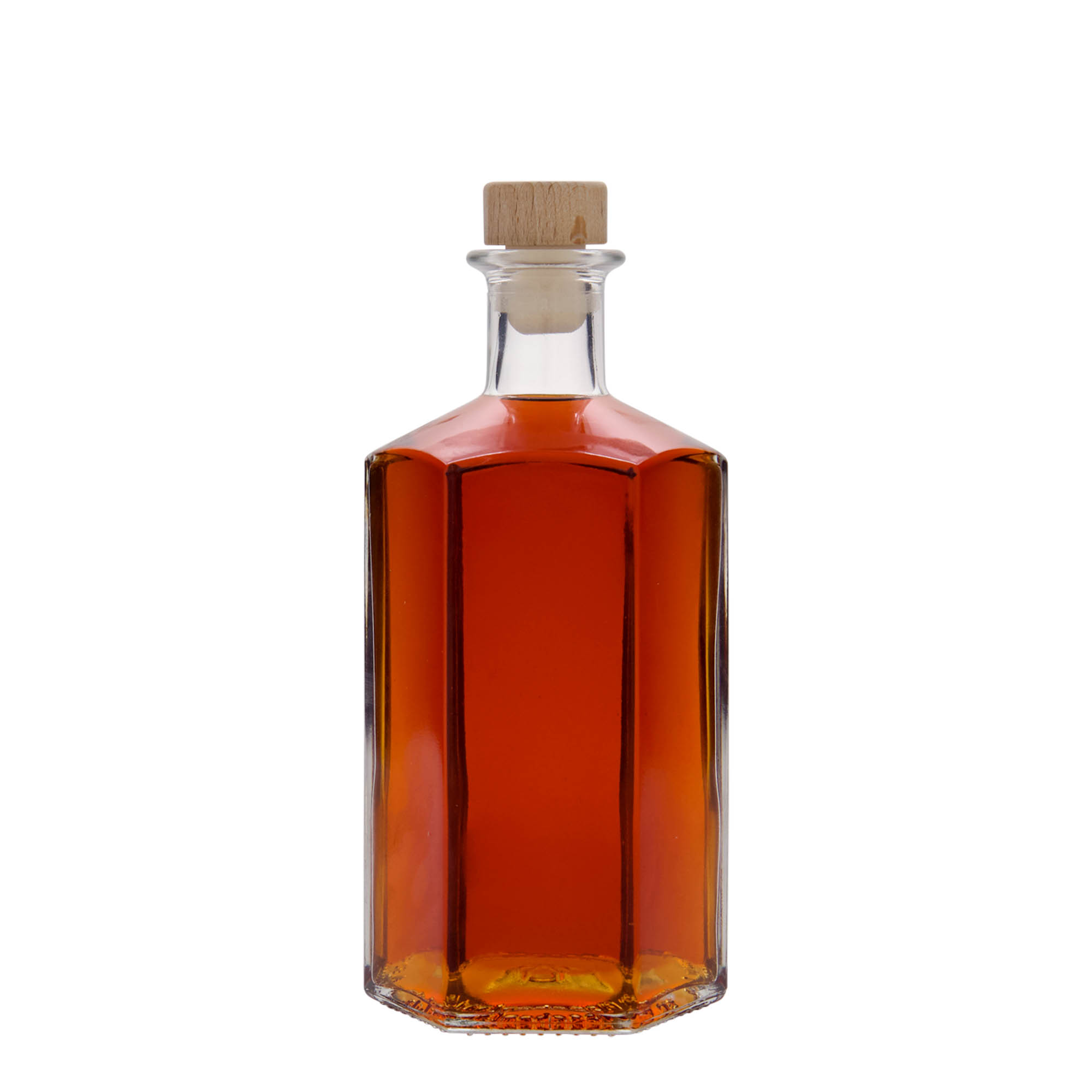 500 ml glazen fles apotheker 'Jimmy', zeshoekig, opening: kurk 500 ml glazen fles apotheker 'Jimmy', zeshoekig, opening: kurk