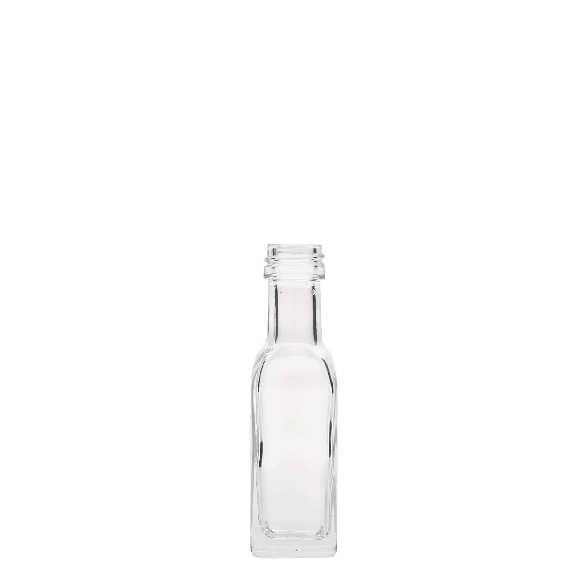 20 ml glazen fles 'Marasca', vierkant, opening: PP 18