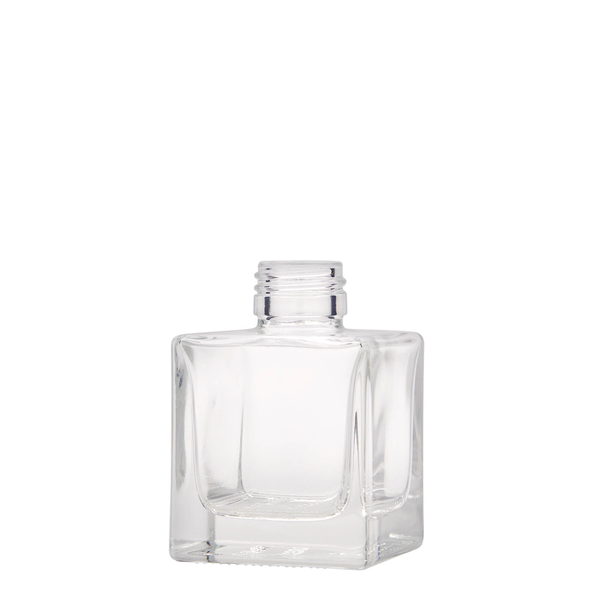 100 ml glazen fles 'Cube', vierkant, hals: PP 28 100 ml glazen fles 'Cube', vierkant, hals: PP 28
