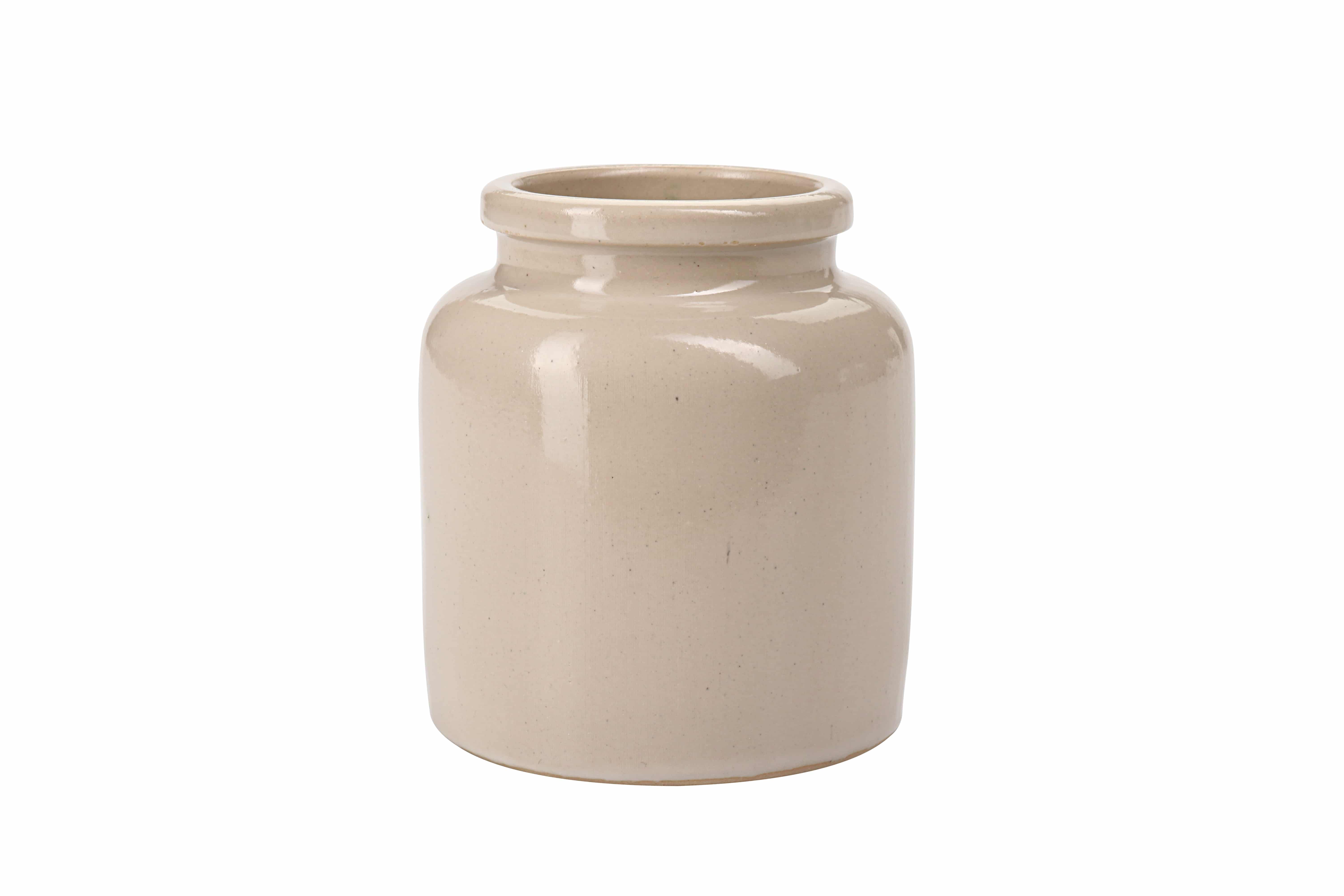 Steengoed pot, 270 ml, keramiek, beige, monding: stulpdeksel Steengoed pot, 270 ml, keramiek, beige, monding: stulpdeksel