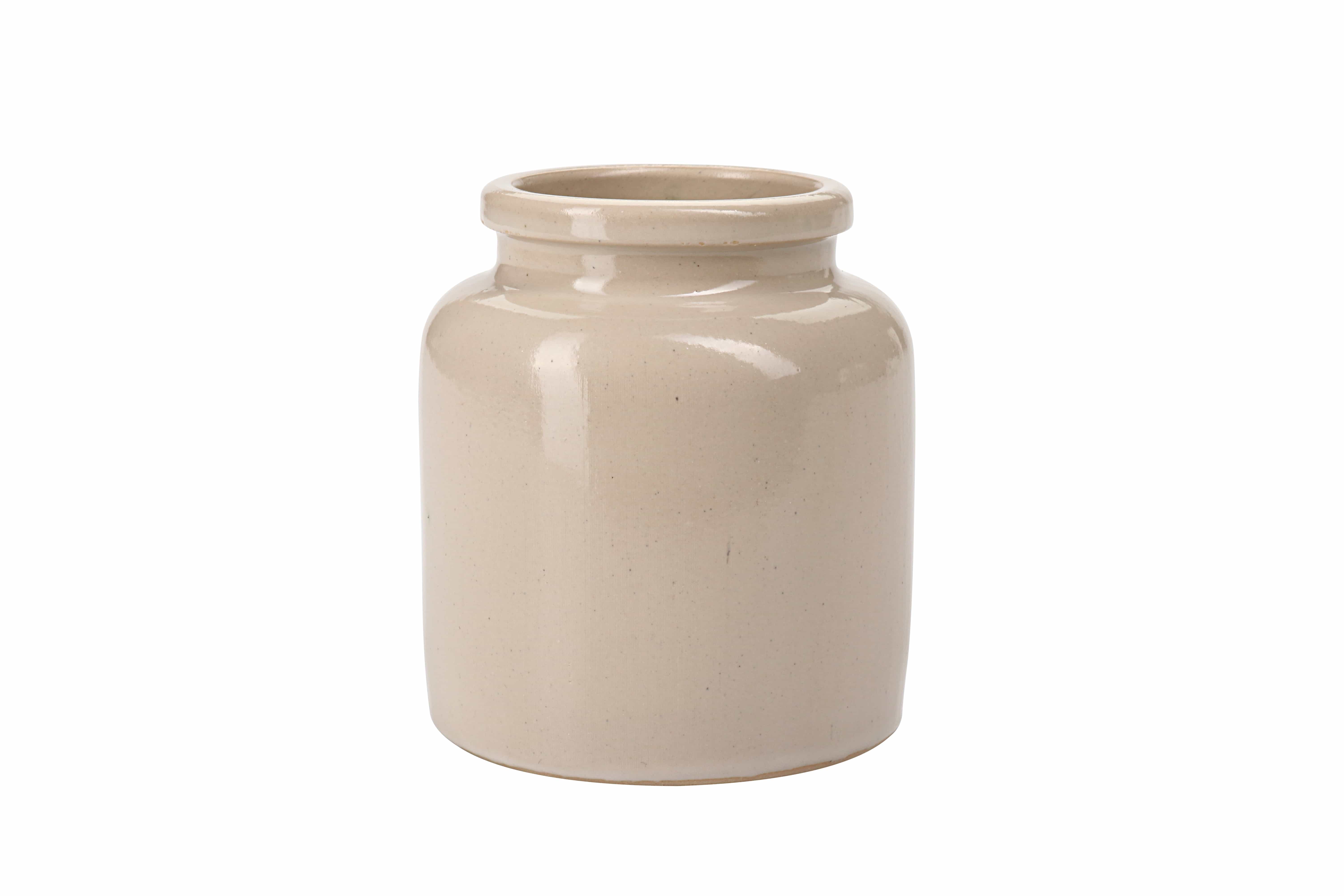 270 ml steengoedpot, keramiek, beige, opening: opzetdeksel