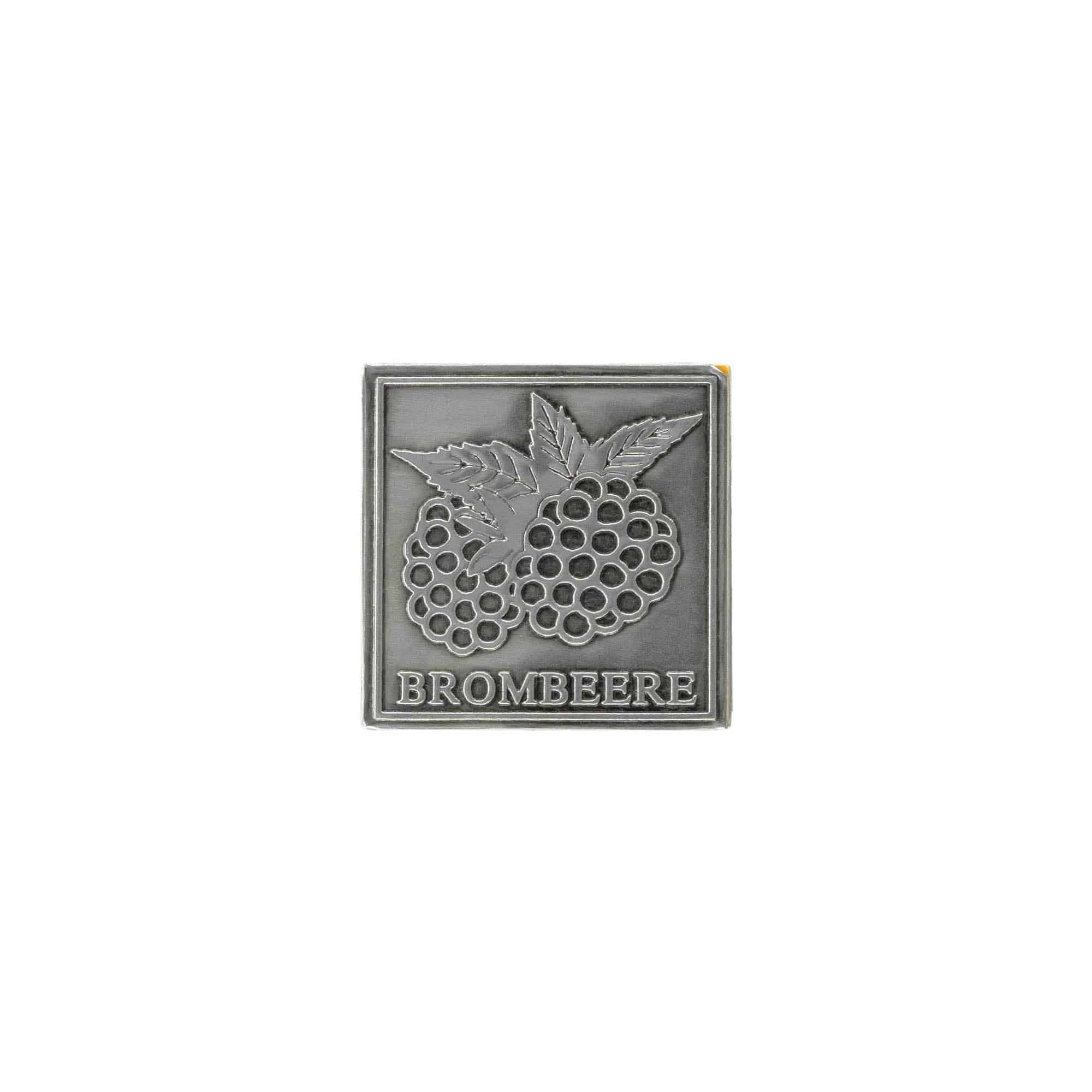 Tinlabel 'Bramen', vierkant, metaal, zilver
