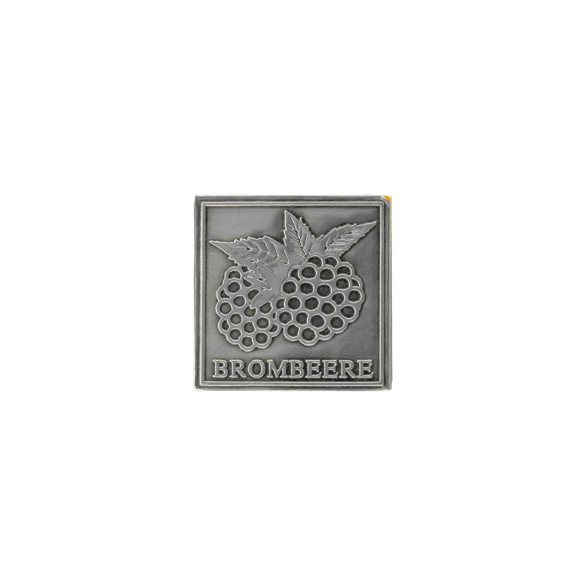 Tinlabel 'Bramen', vierkant, metaal, zilver
