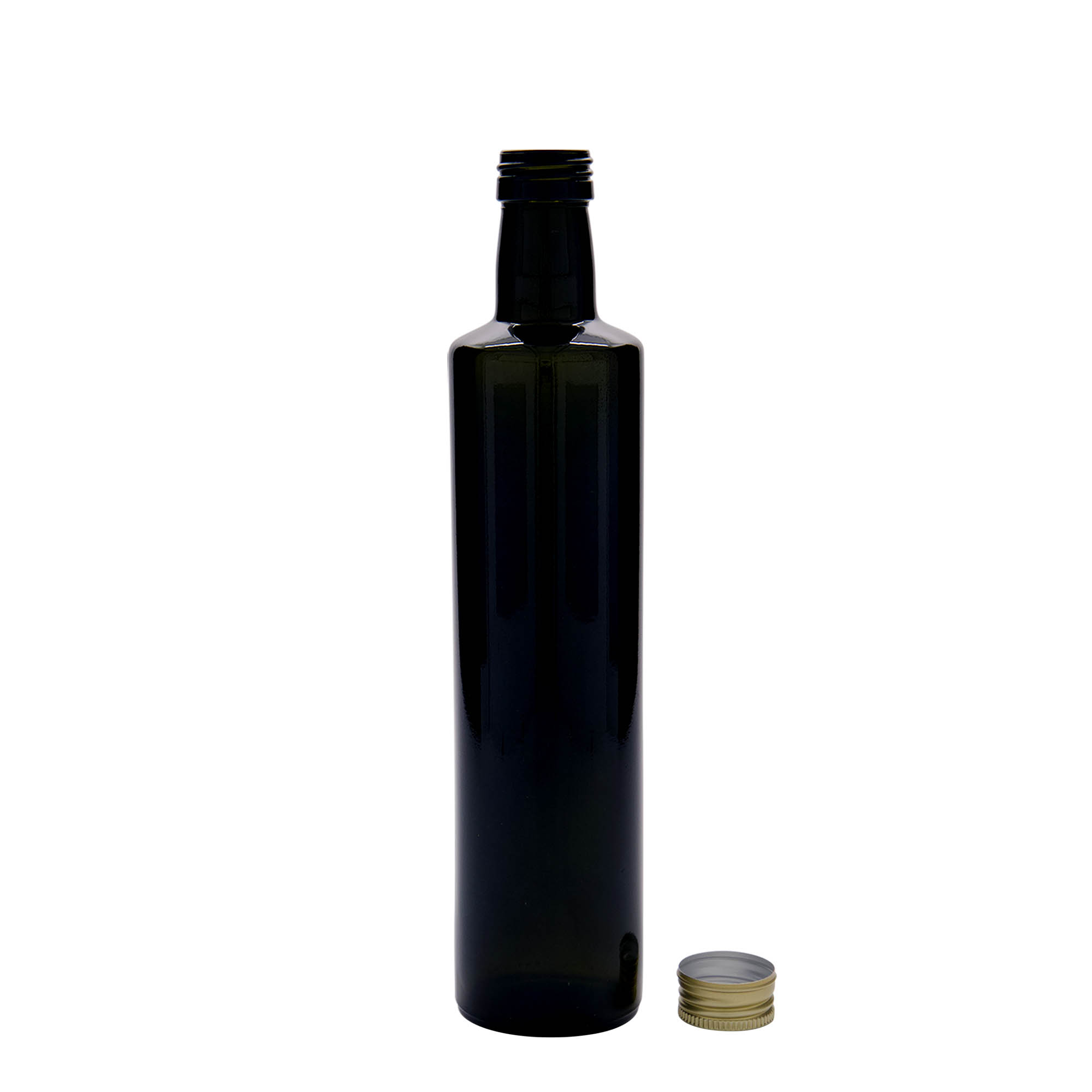 500 ml glazen fles 'Dorica', antiekgroen, mondstuk: PP 31,5 500 ml glazen fles 'Dorica', antiekgroen, mondstuk: PP 31,5
