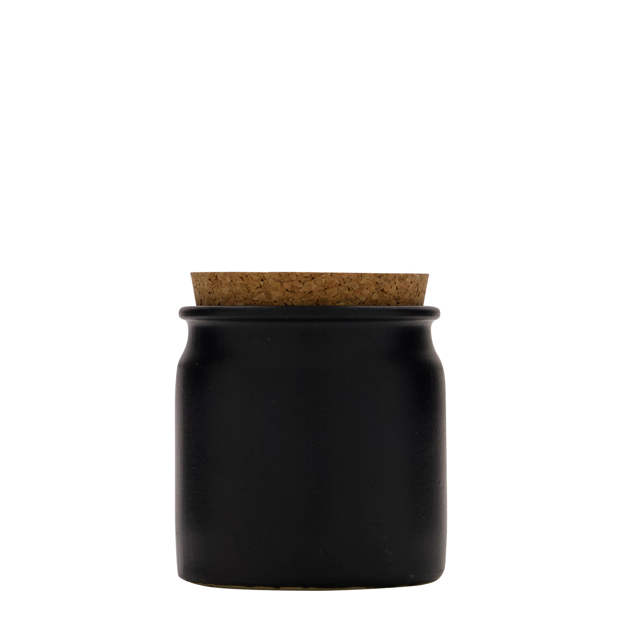 160 ml steengoedpot, keramiek, zwart, opening: kurk