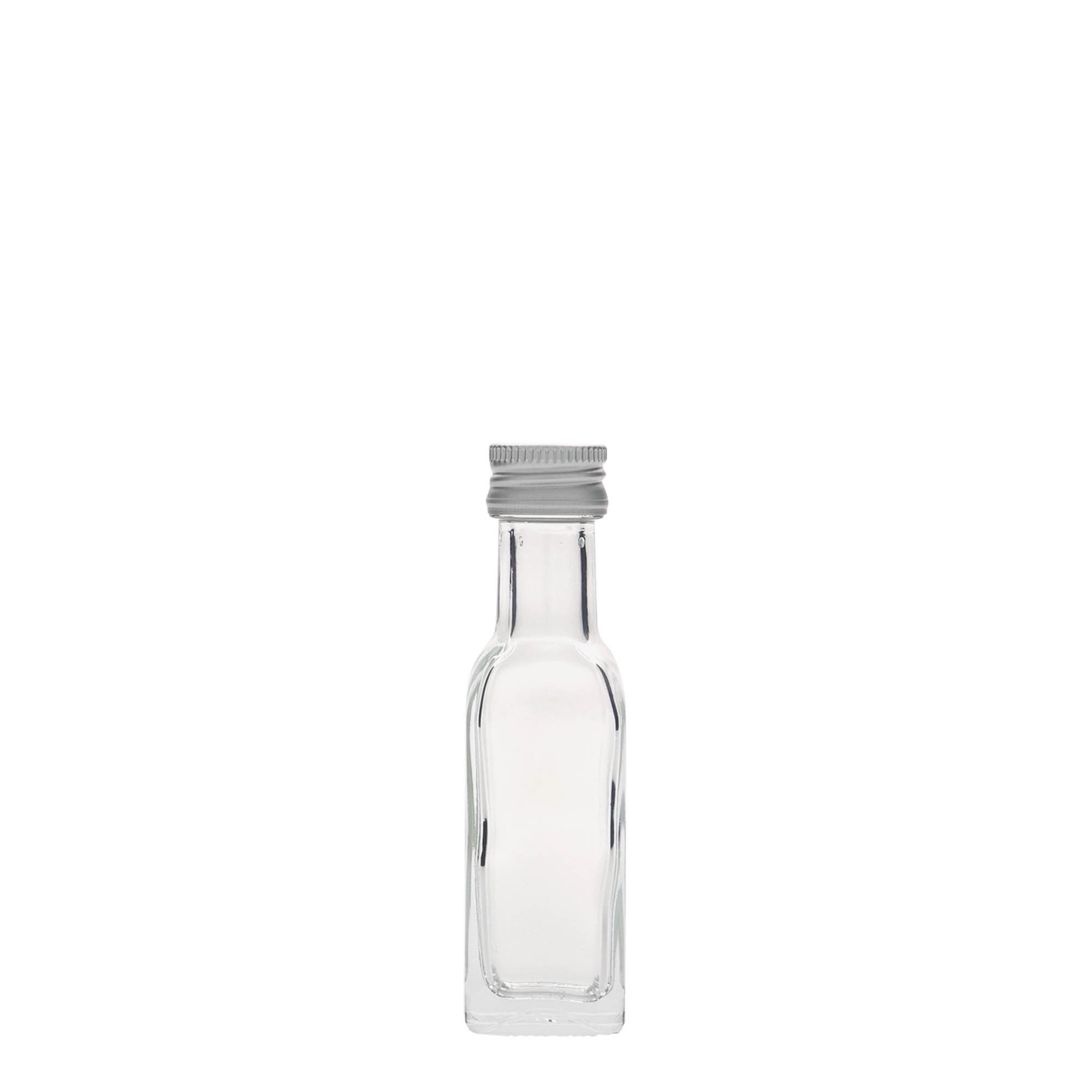 20 ml glazen fles 'Marasca', vierkant, opening: PP 18 20 ml glazen fles 'Marasca', vierkant, opening: PP 18