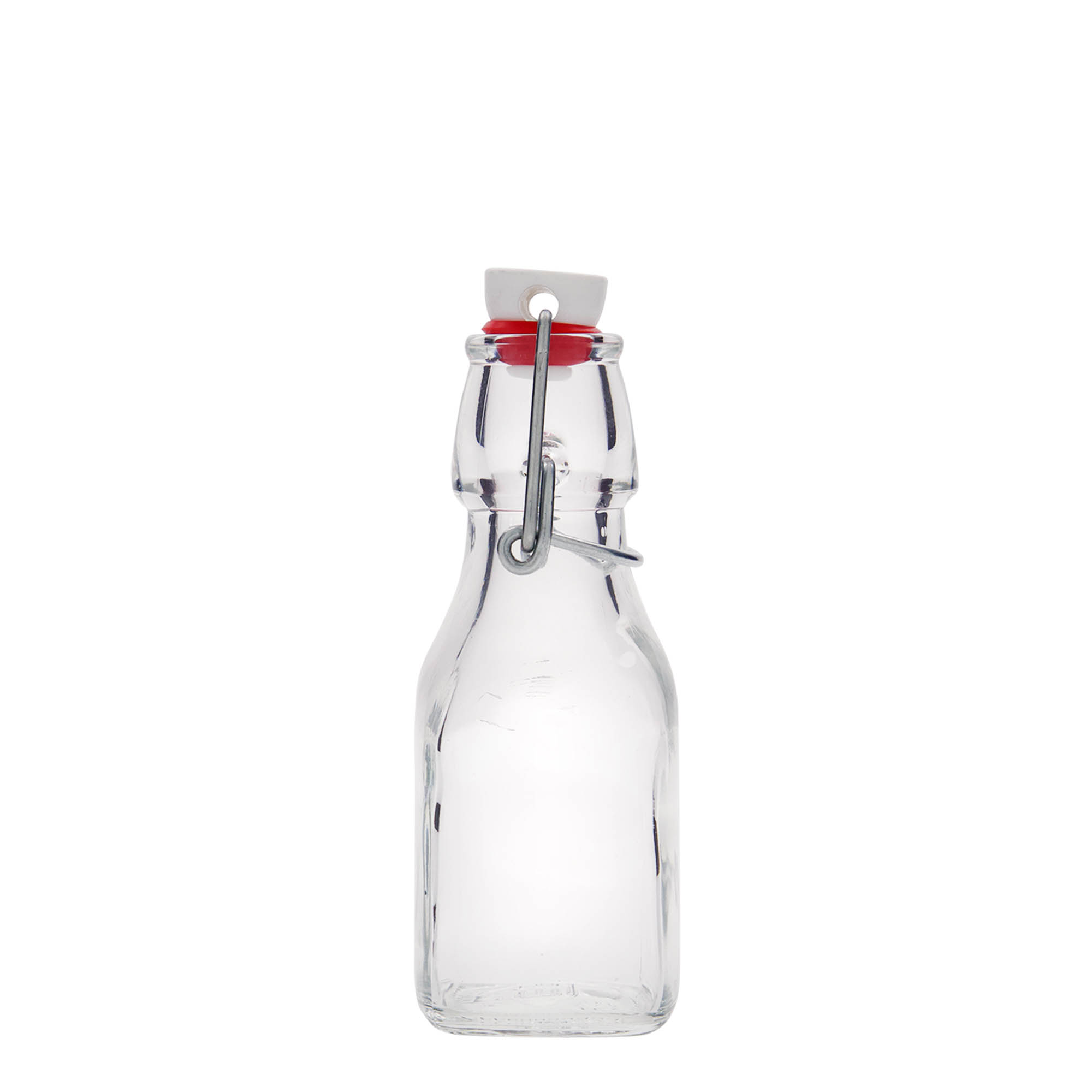 Glazen fles 'Swing', 125 ml, vierkant, monding: beugelsluiting