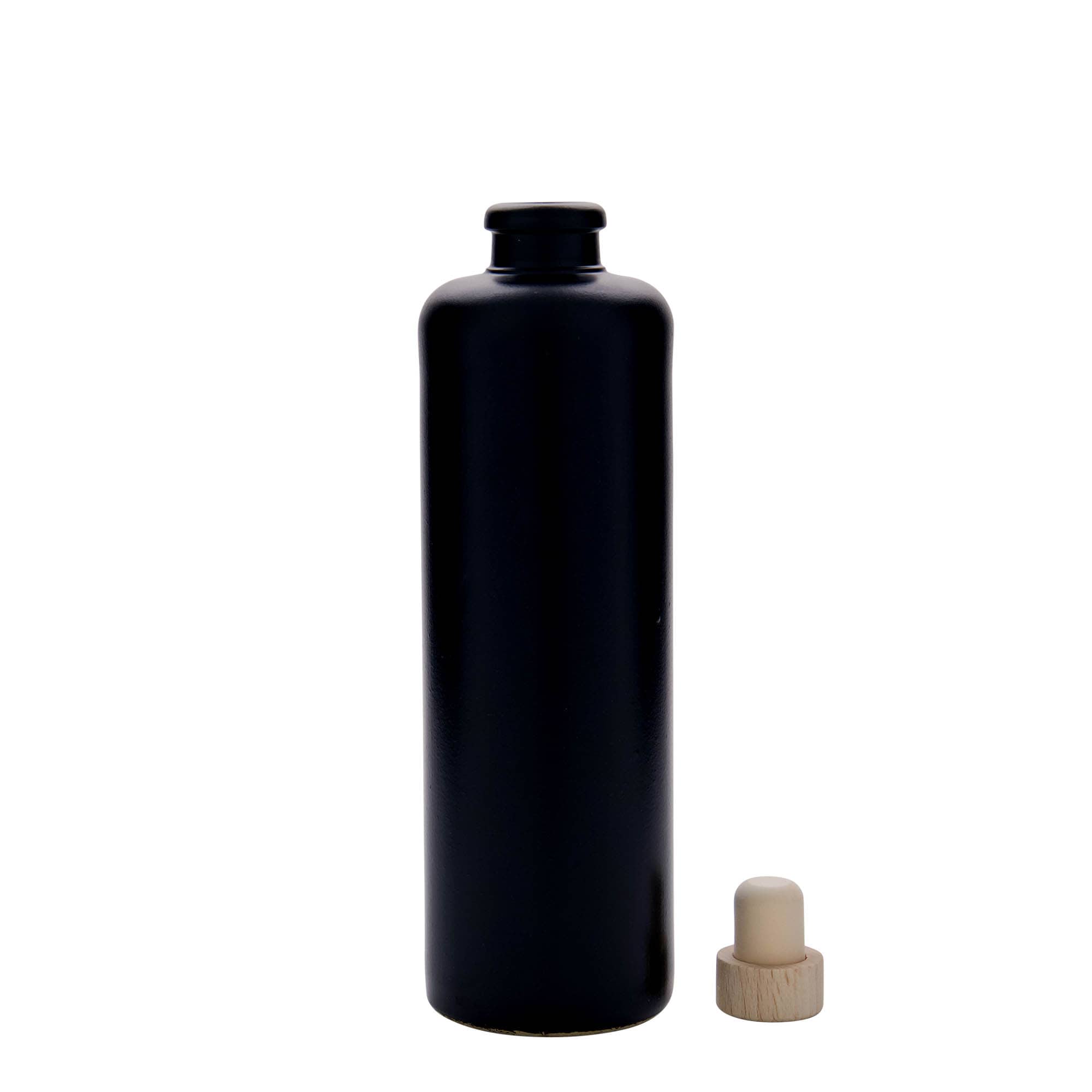 500 ml Tonkruik, steengoed, zwart, opening: kurk