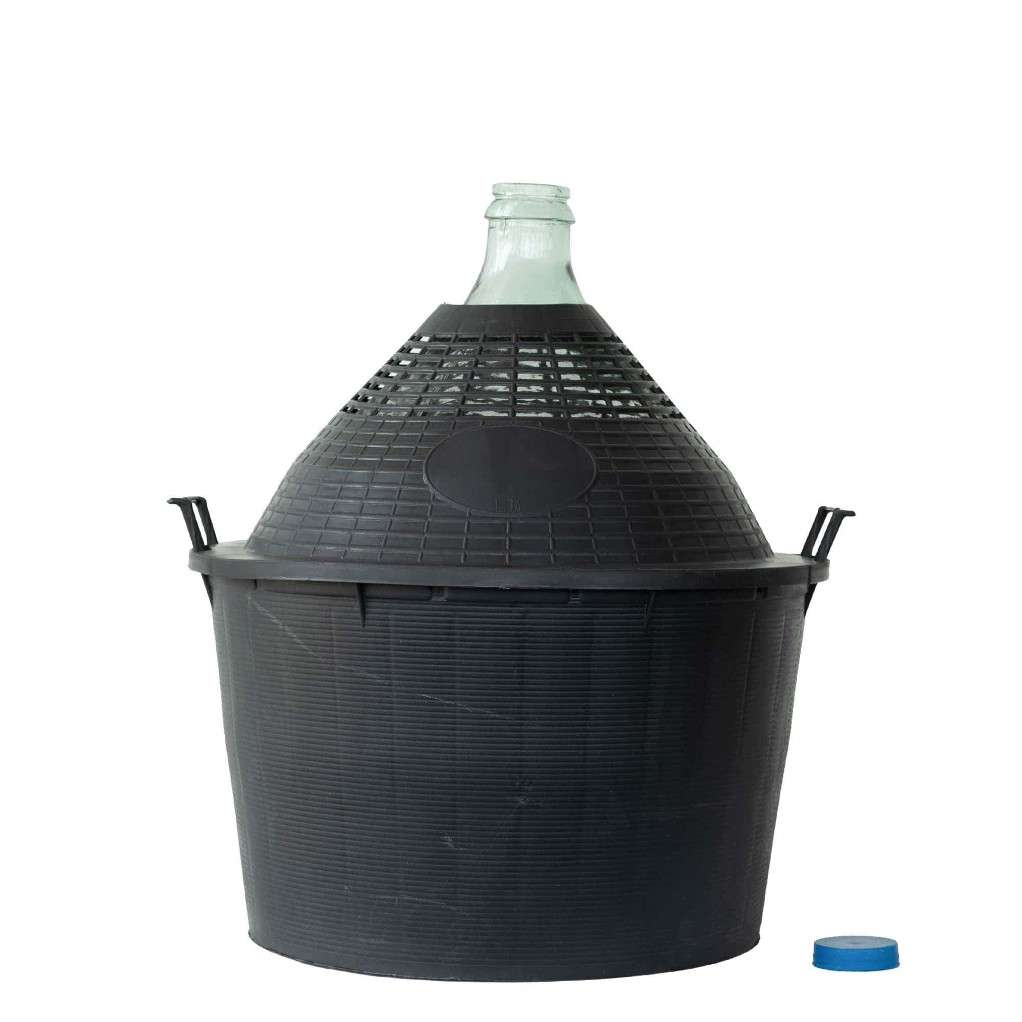 34 l ballonfles met smalle hals, glas, opening: opzetdeksel
