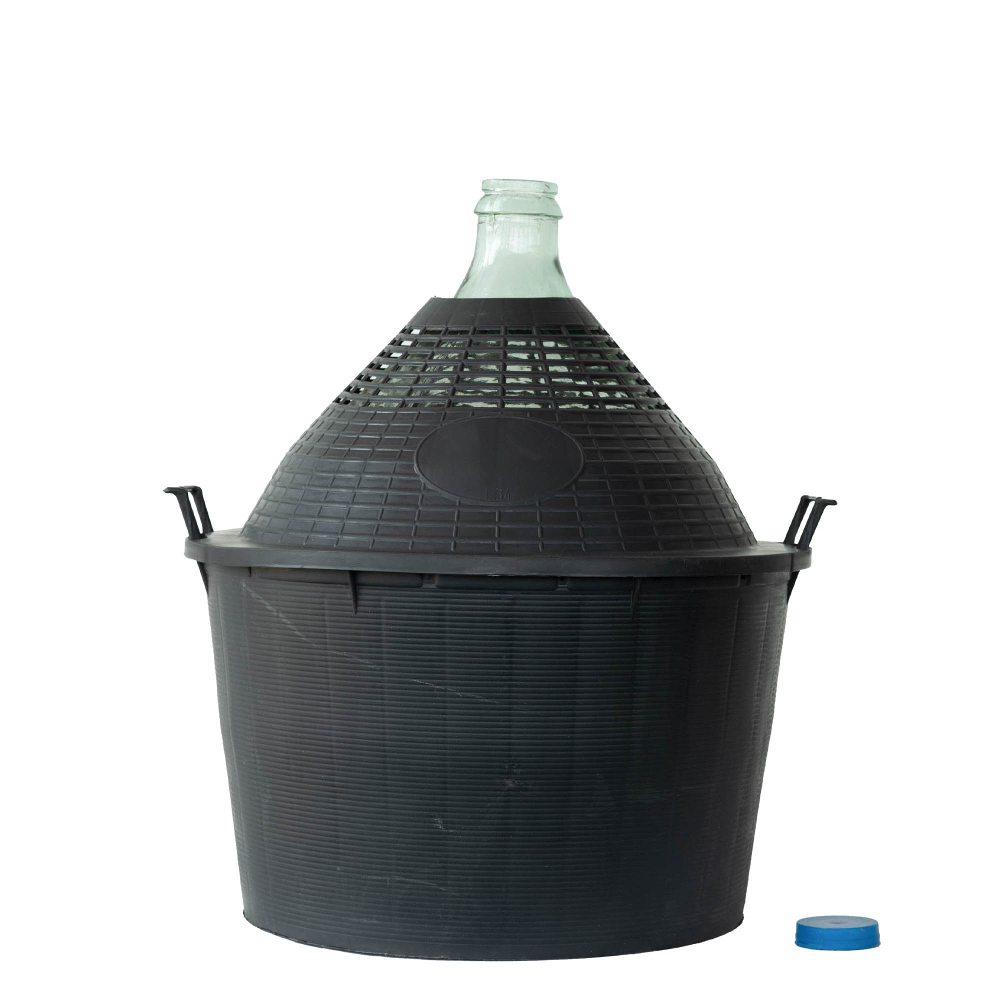 34 l ballonfles met smalle hals, glas, opening: opzetdeksel