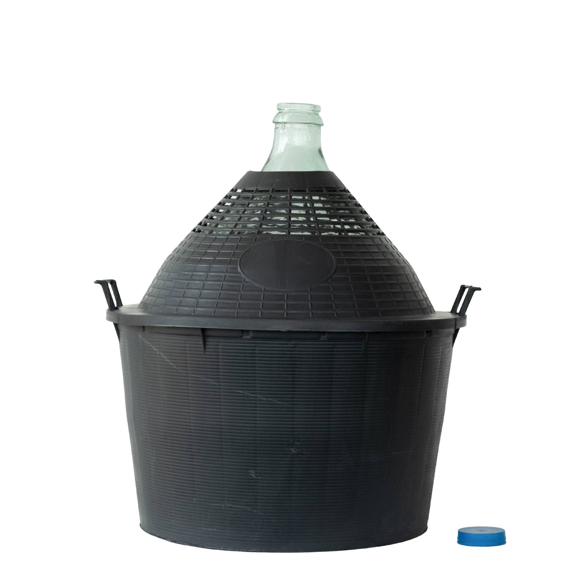 34 l ballonfles met smalle hals, glas, opening: opzetdeksel