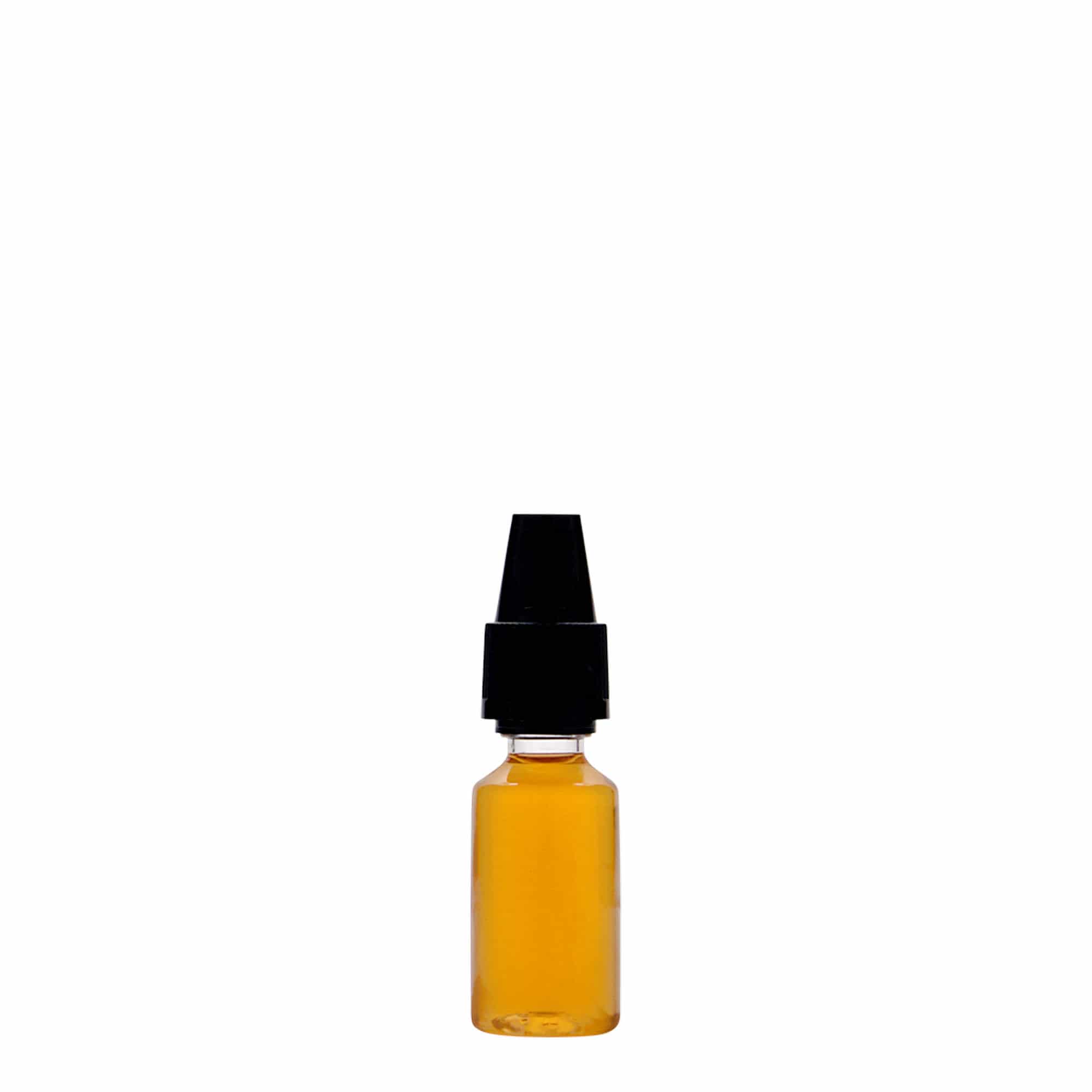 10 ml PET-fles 'E-Liquid' met kwaliteits- en kindersluiting, kunststof, opening: schroefdop