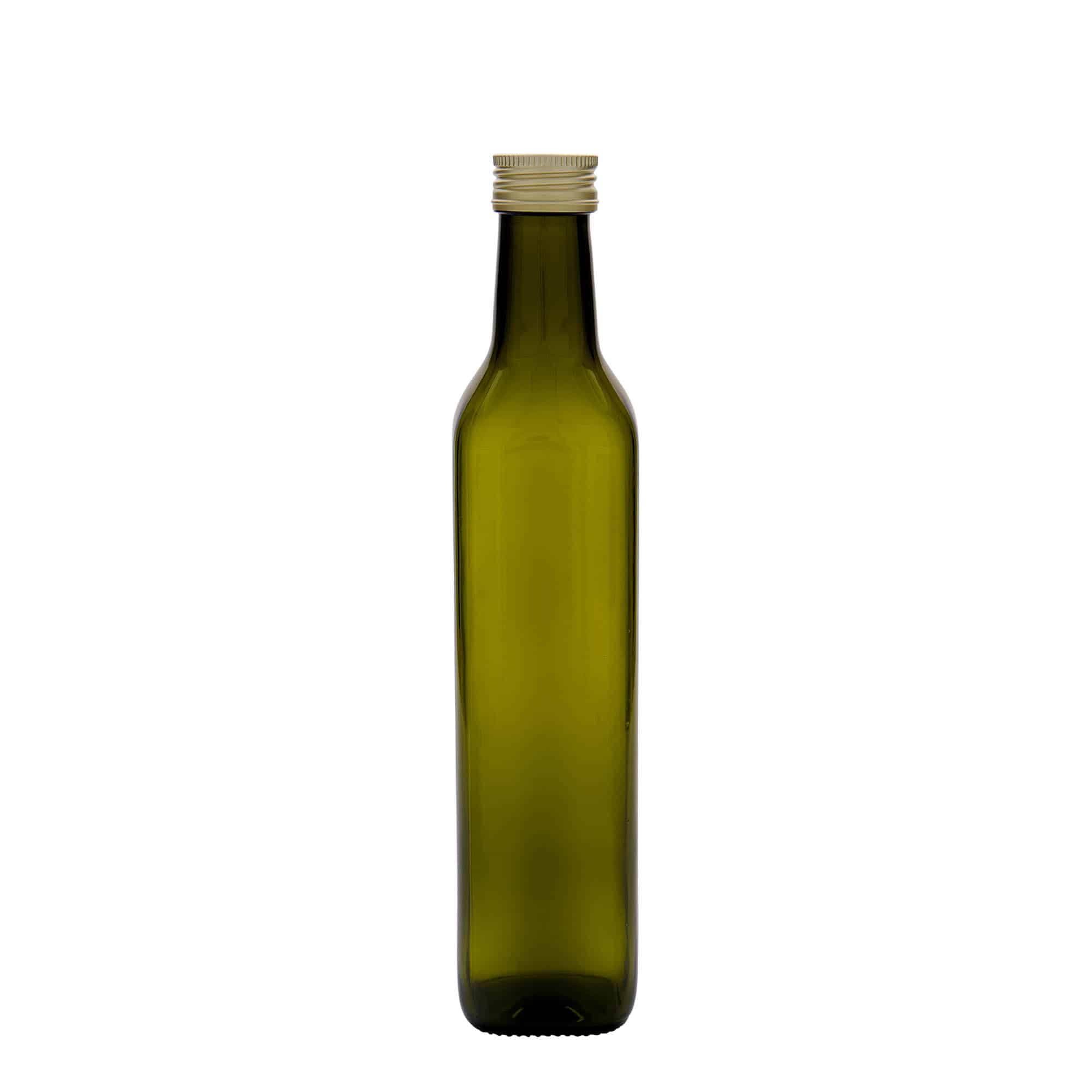 500 ml glazen fles 'Marasca', vierkant, antiekgroen, opening: PP 31,5