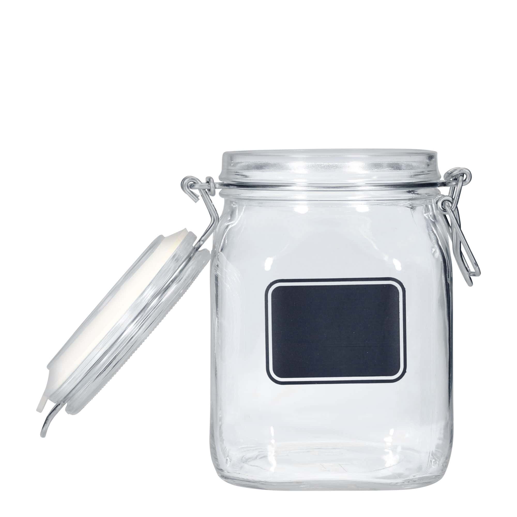 Pot met beugelsluiting 'Fido', 1000 ml, motief: etiketveld, vierkant, monding: beugelsluiting Pot met beugelsluiting 'Fido', 1000 ml, motief: etiketveld, vierkant, monding: beugelsluiting