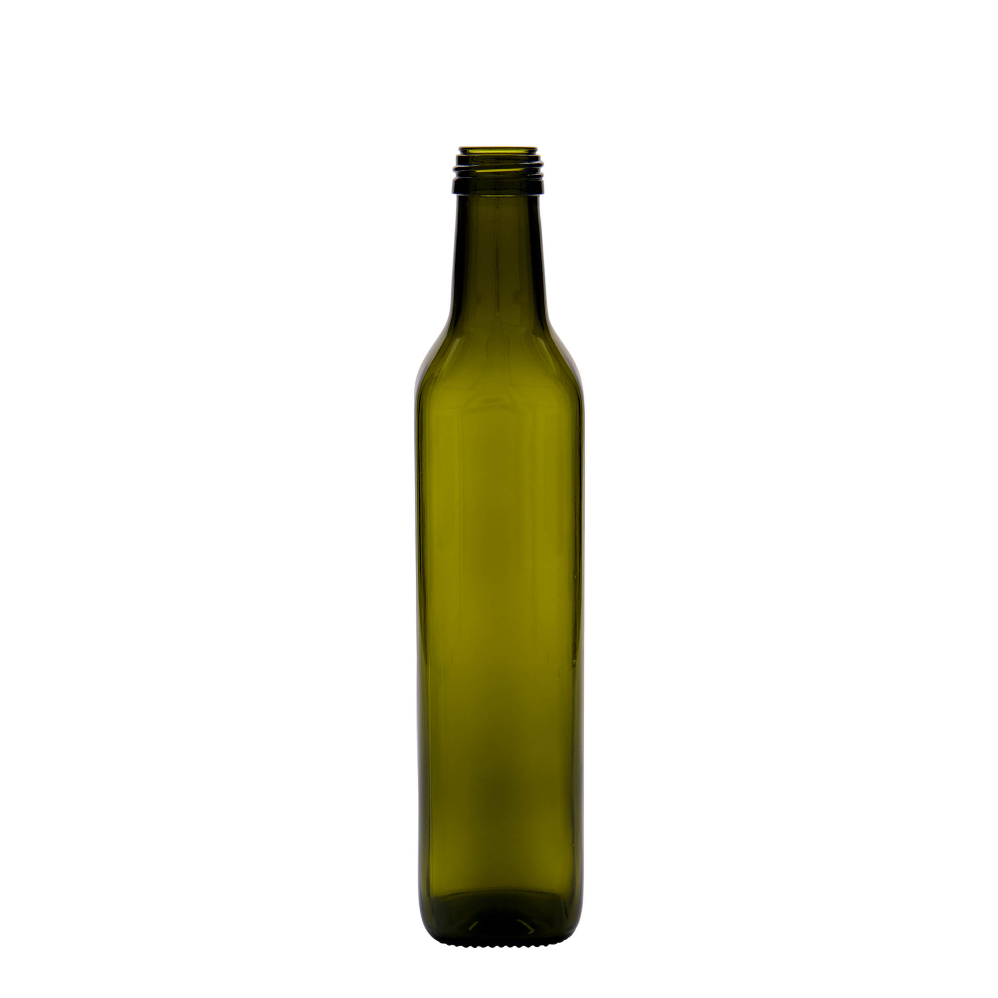 500 ml glazen fles 'Marasca', vierkant, antiekgroen, opening: PP 31,5 500 ml glazen fles 'Marasca', vierkant, antiekgroen, opening: PP 31,5