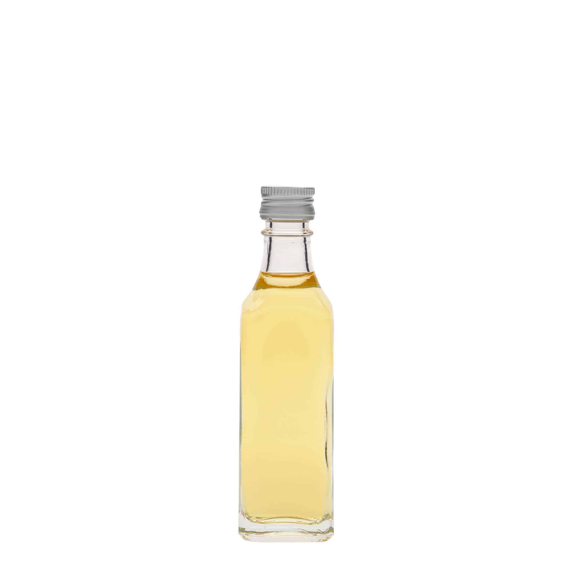 50 ml glazen fles 'Siena', vierkant, monding: PP 18