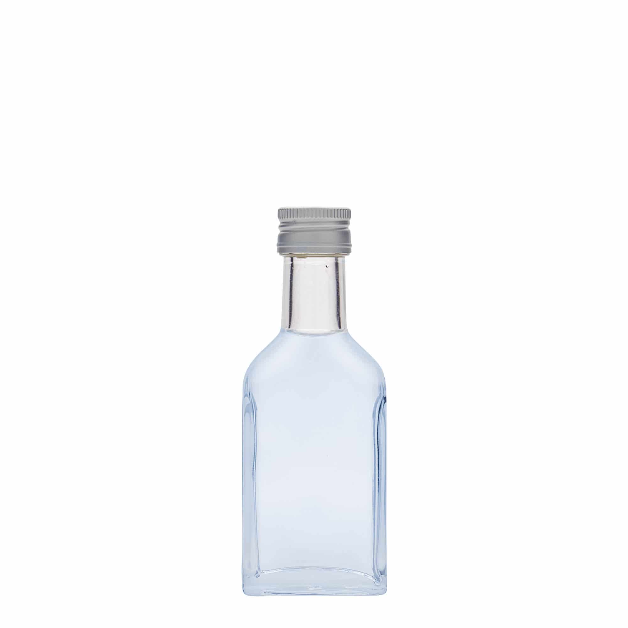 40 ml zakfles met lange hals, rechthoekig, glas, mondstuk: PP 22
