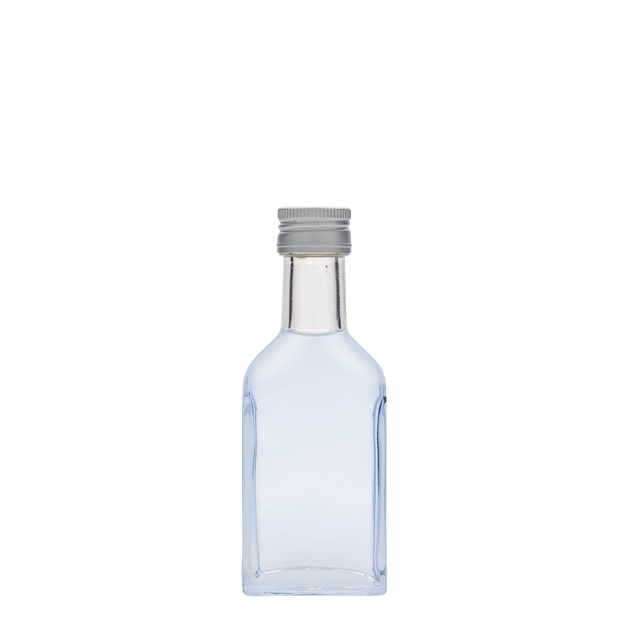 40 ml zakfles met lange hals, rechthoekig, glas, mondstuk: PP 22 40 ml zakfles met lange hals, rechthoekig, glas, mondstuk: PP 22