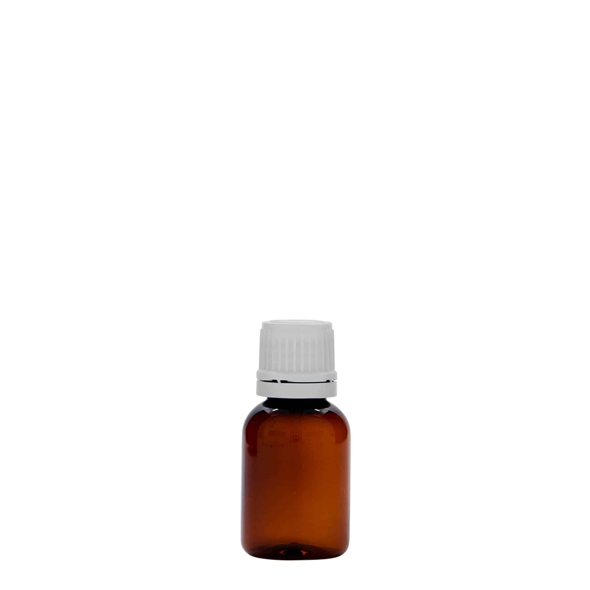 20 ml PET-medicijnfles 'Easy Living', bruin, kunststof, opening: DIN 18