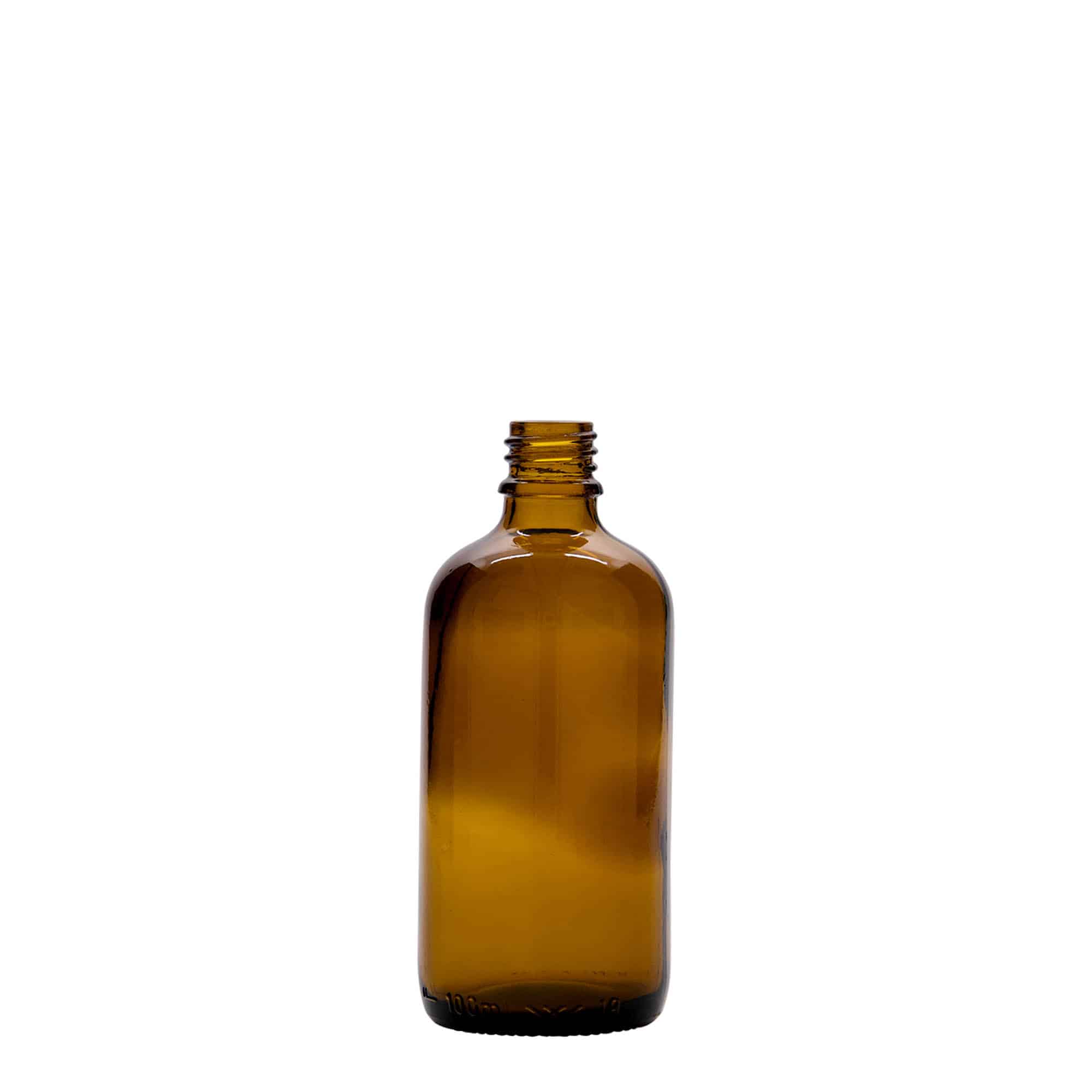 100 ml medicijnfles, glas, bruin, opening: DIN 18