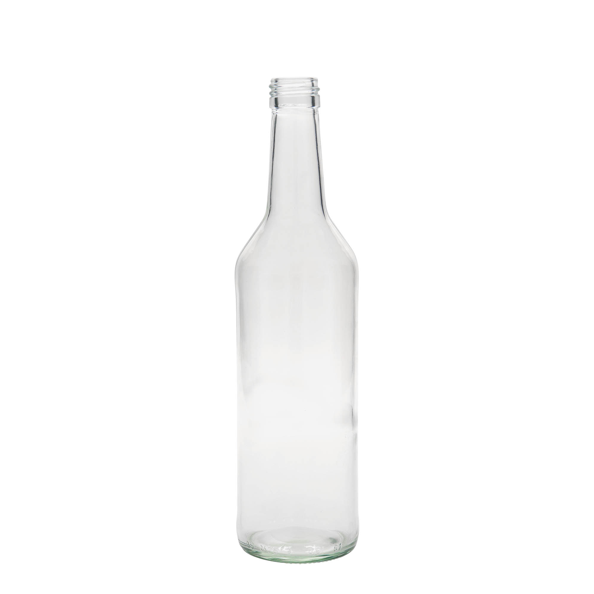 500 ml glazen fles met rechte hals, opening: PP 28 500 ml glazen fles met rechte hals, opening: PP 28