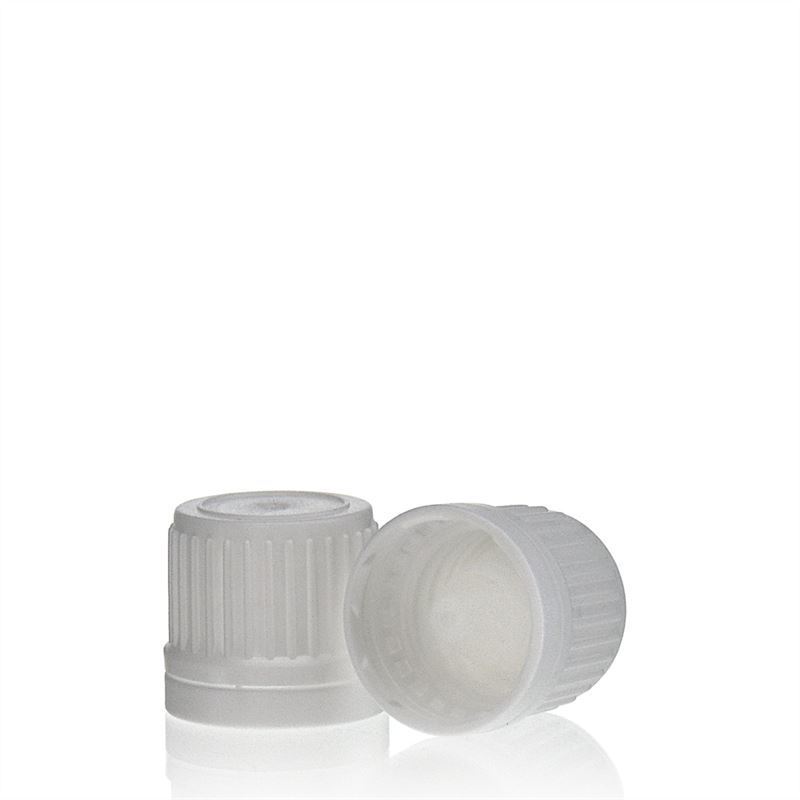 Schroefdop met druppelinzet, PE-kunststof, wit, voor opening: DIN 18 Schroefdop met druppelinzet, PE-kunststof, wit, voor opening: DIN 18