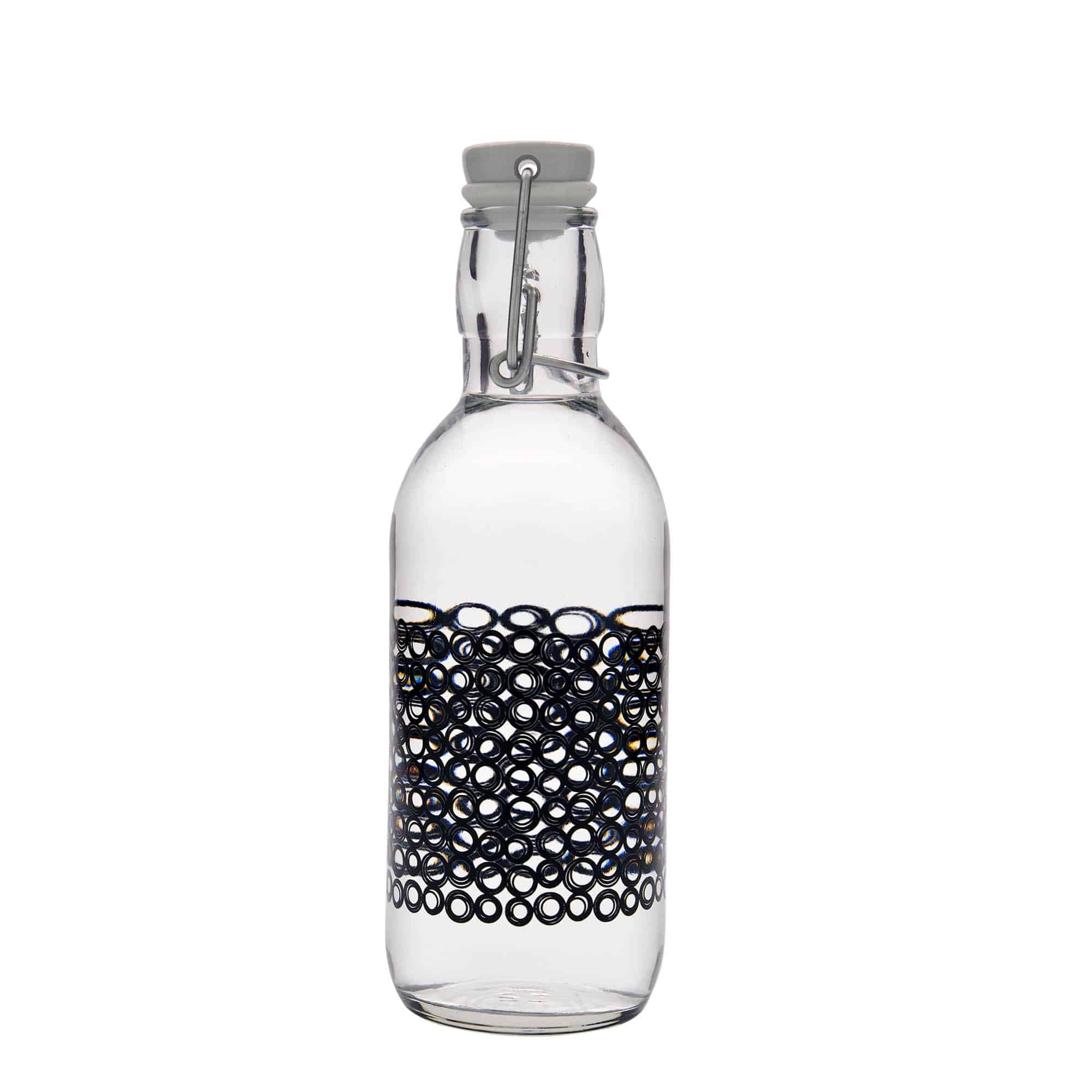 500 ml glazen fles 'Emilia', motief: Circola nero, opening: beugelsluiting 500 ml glazen fles 'Emilia', motief: Circola nero, opening: beugelsluiting