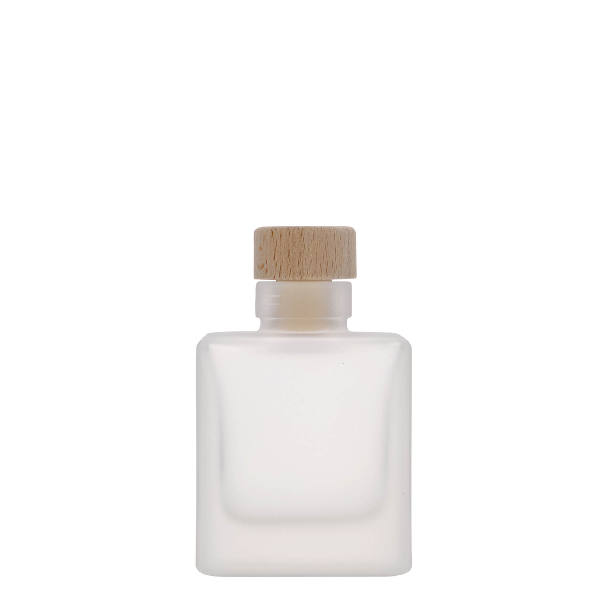 100 ml glazen fles 'Cube', vierkant, geëtst, opening: kurk