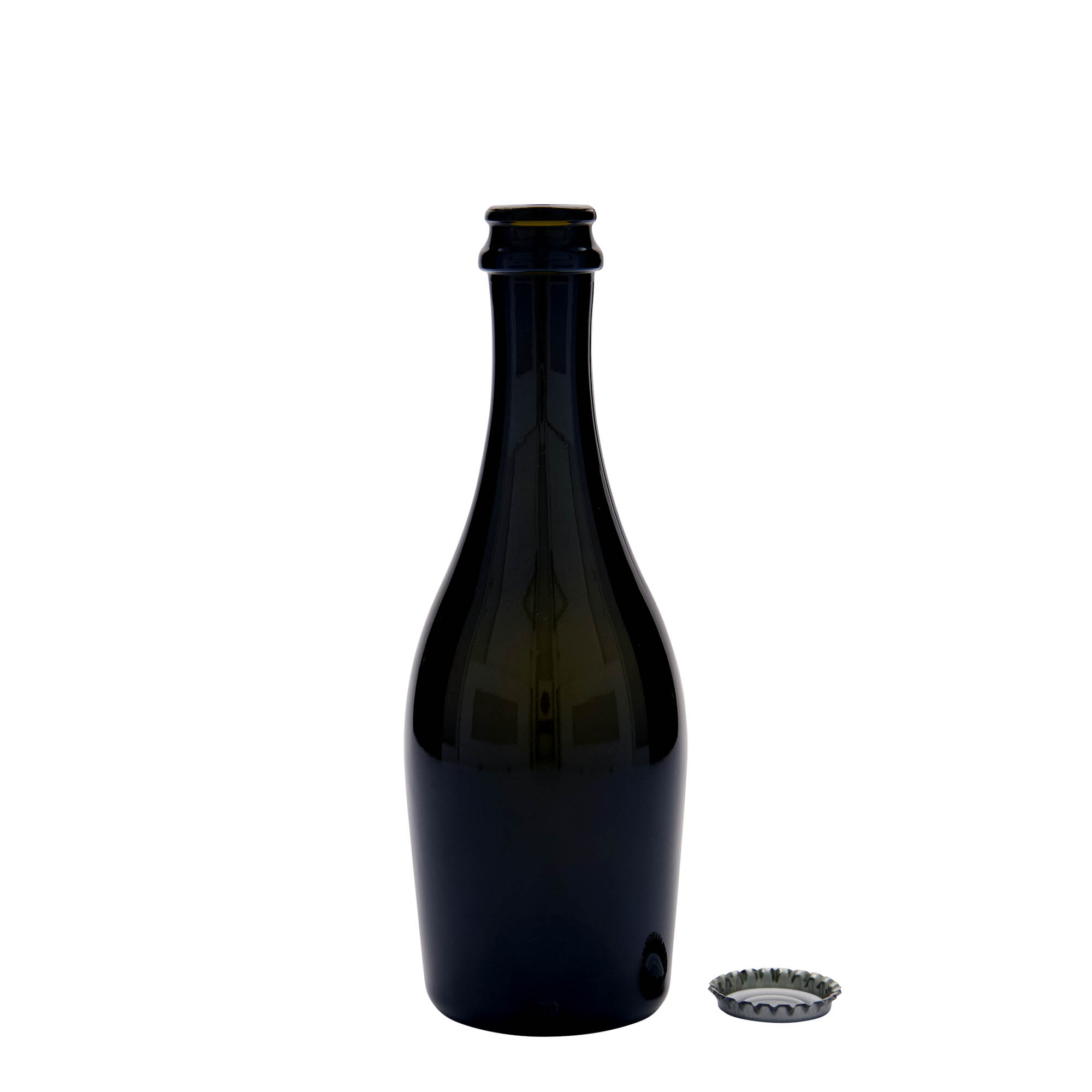330 ml mousserende wijnfles 'Carmen', glas, antiekgroen, opening: kroonkurk