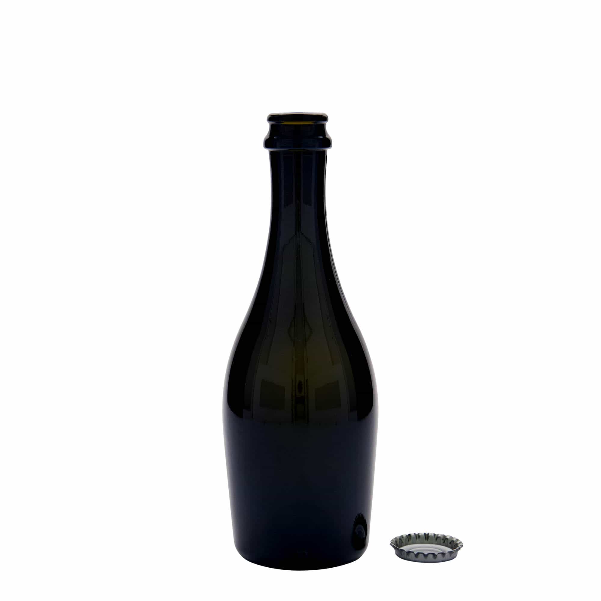 330 ml mousserende wijnfles 'Carmen', glas, antiekgroen, opening: kroonkurk