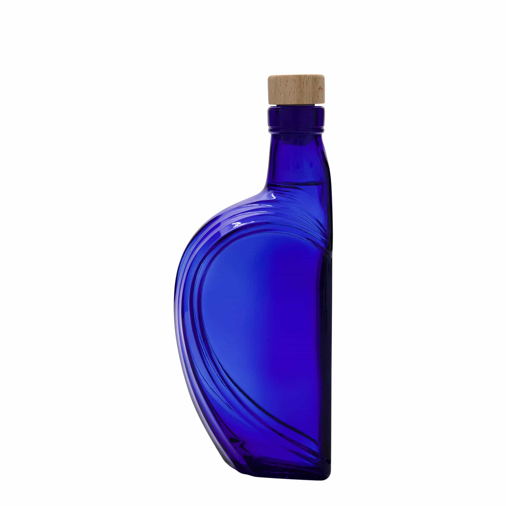 375 ml glazen fles 'Sweethearts', rechthoekig, koningsblauw, hals: kurk