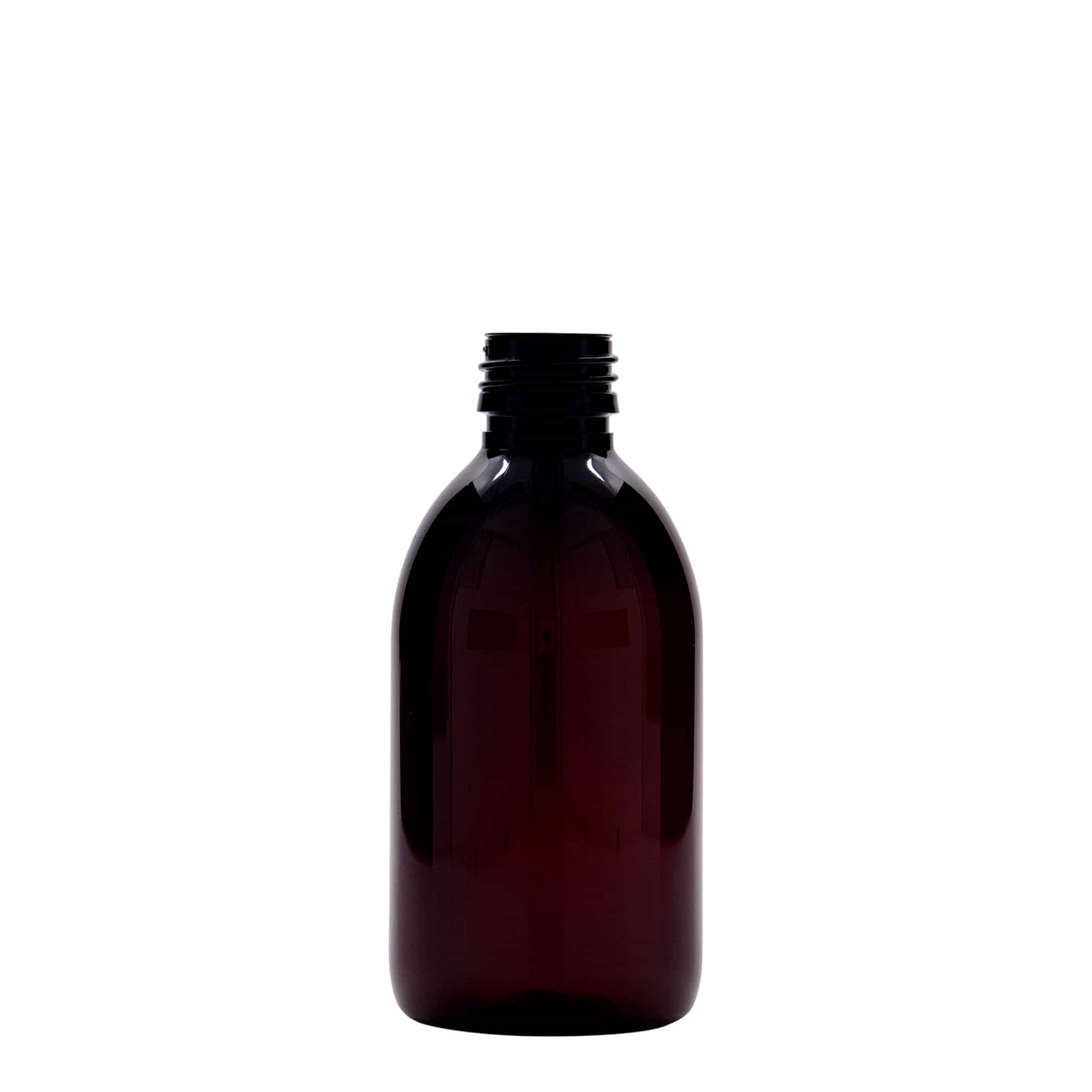 Pet-medicijnfles, 250 ml, bruin, kunststof, monding: PP 28 Pet-medicijnfles, 250 ml, bruin, kunststof, monding: PP 28