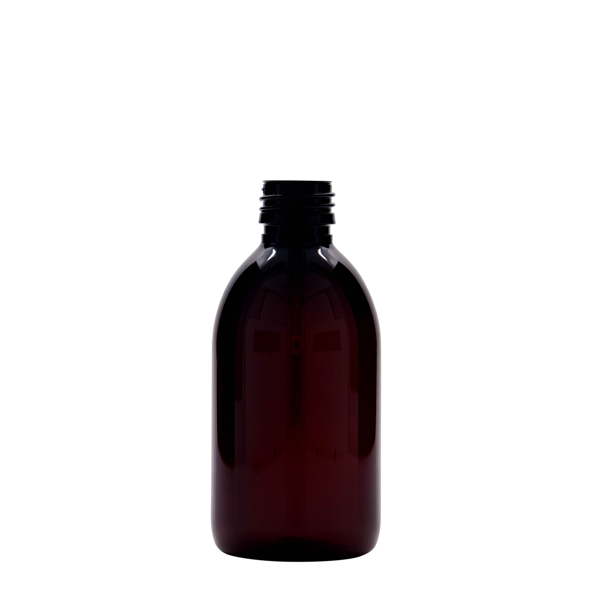 250 ml PET-medische fles, bruin, kunststof, opening: PP 28