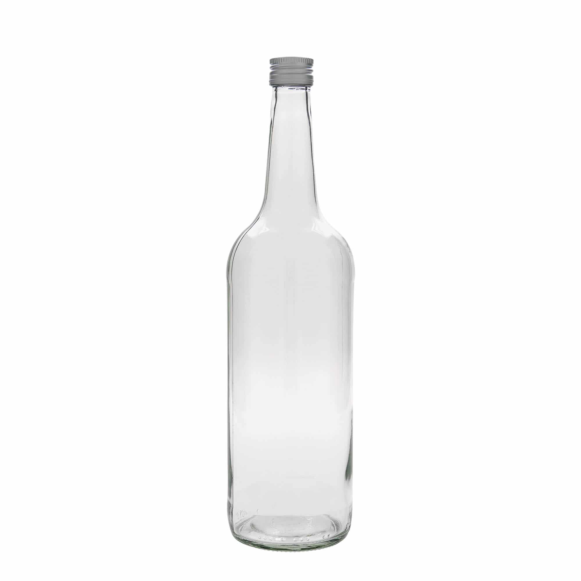 Glazen fles met rechte hals, 1000 ml, monding: PP 28