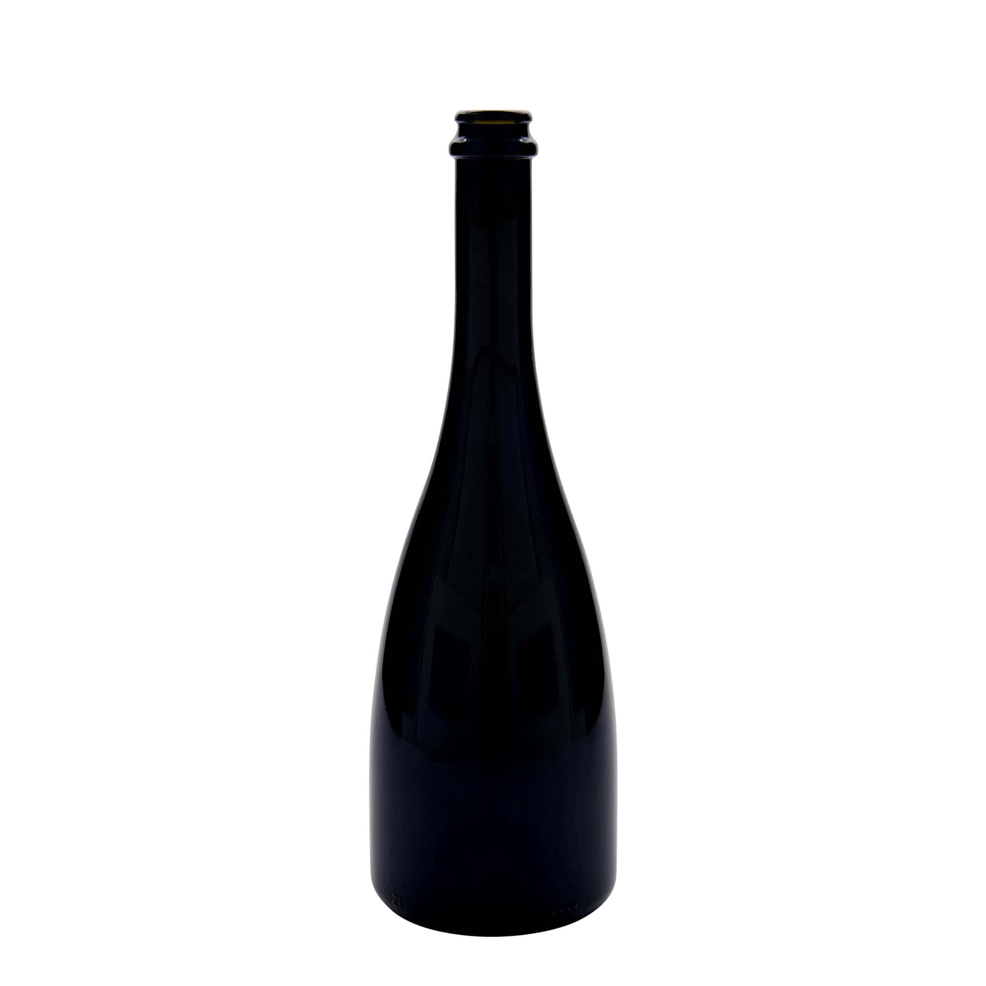 750 ml Bier-/Champagnefles 'Tosca', glas, antiekgroen, hals: kroonkurk