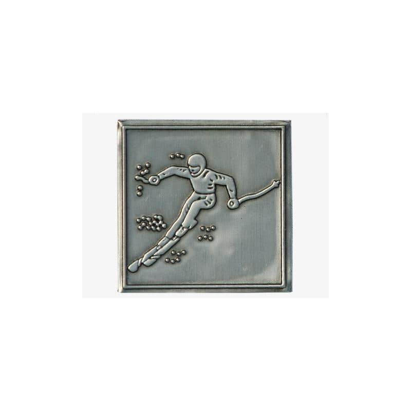 Tinlabel 'Abfahrt', vierkant, metaal, zilver Tinlabel 'Abfahrt', vierkant, metaal, zilver