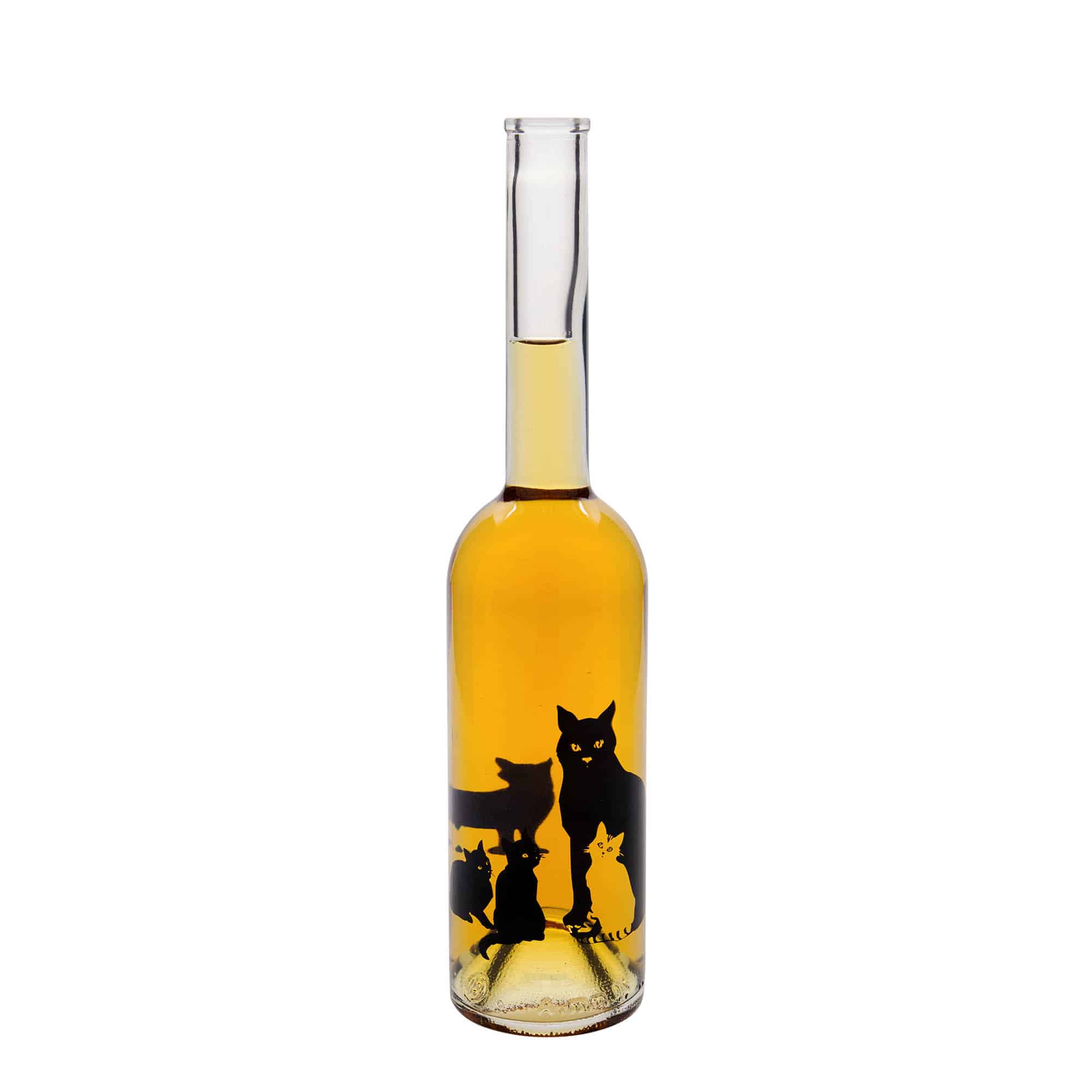 500 ml glazen fles 'Opera', motief: katten, opening: kurk 500 ml glazen fles 'Opera', motief: katten, opening: kurk