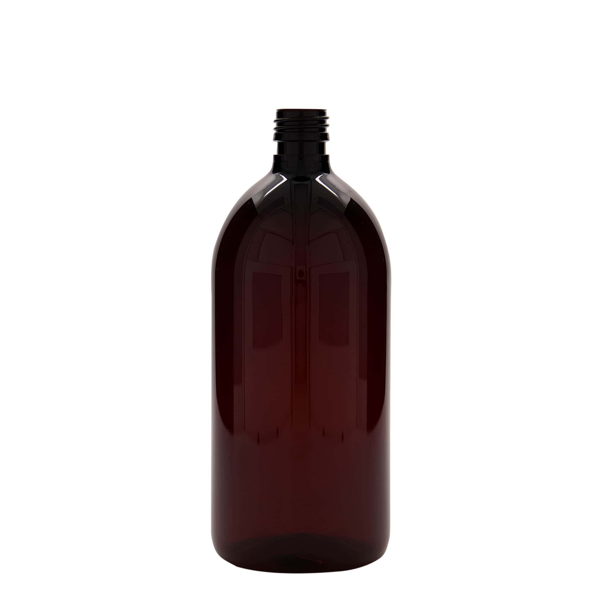 Pet-medicijnfles, 1000 ml, bruin, kunststof, monding: PP 28 Pet-medicijnfles, 1000 ml, bruin, kunststof, monding: PP 28