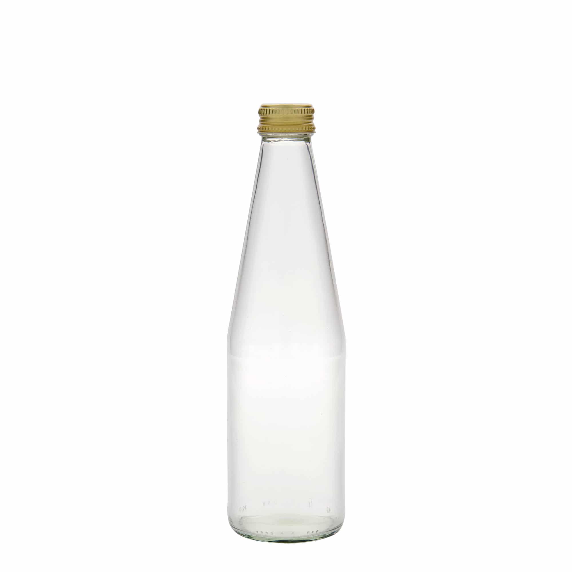 330 ml universele fles in wortelvorm, glas, opening: PP 28