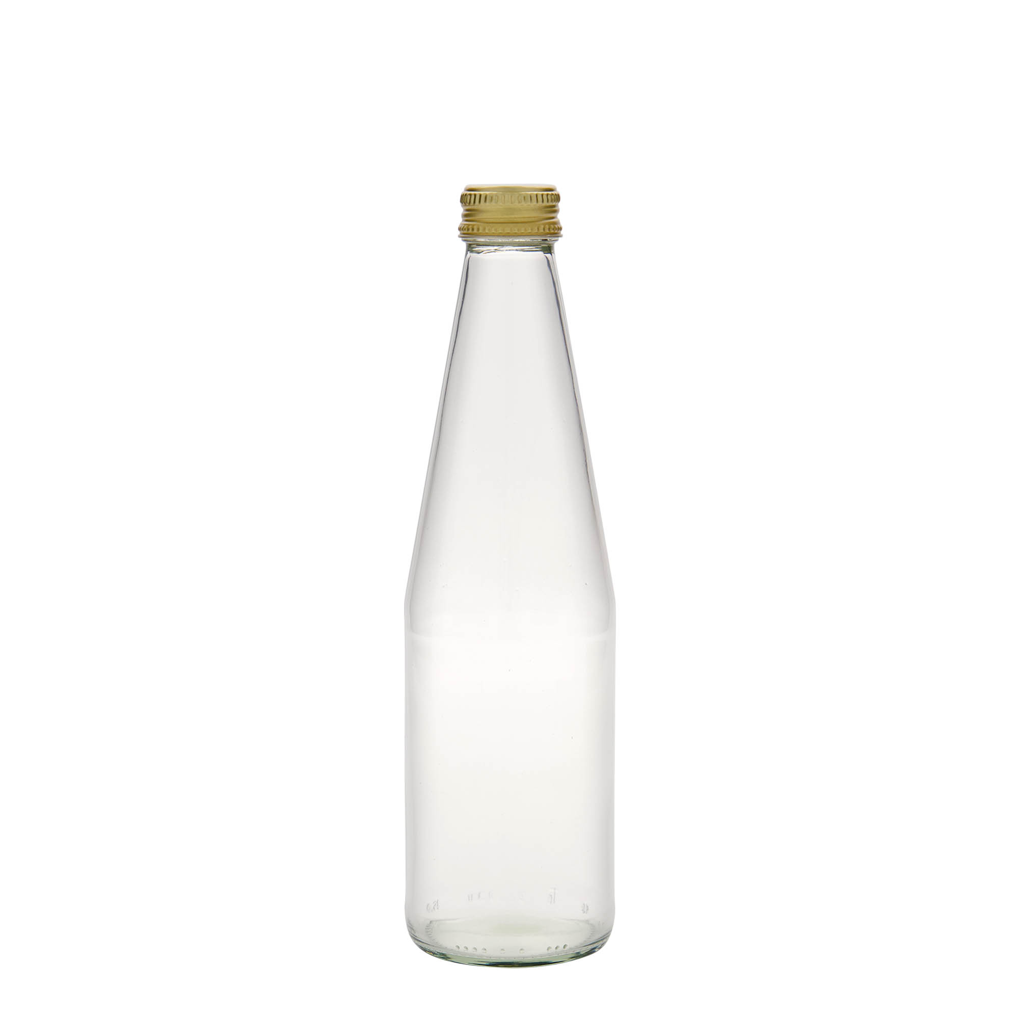 330 ml universele fles in wortelvorm, glas, opening: PP 28