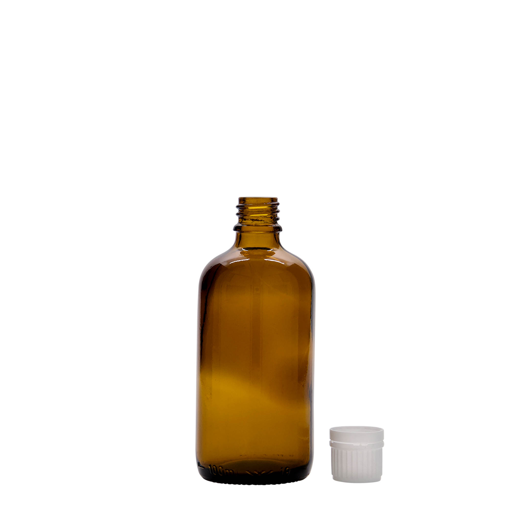 100 ml medicijnfles, glas, bruin, opening: DIN 18
