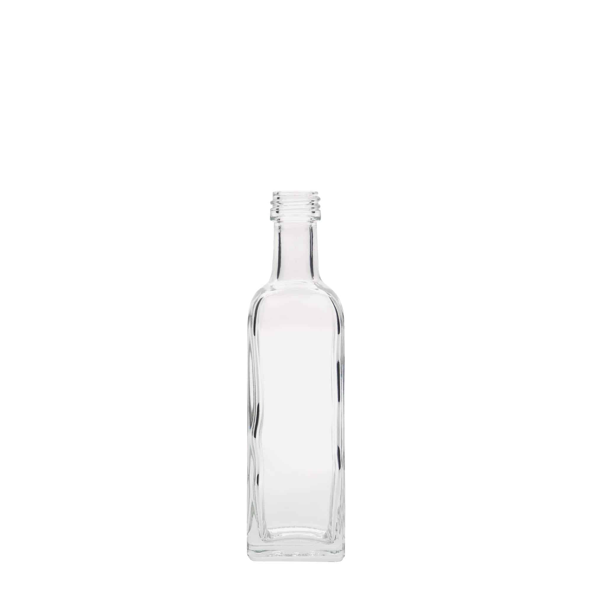 Glazen fles 'Marasca', 60 ml, vierkant, monding: PP 18 Glazen fles 'Marasca', 60 ml, vierkant, monding: PP 18